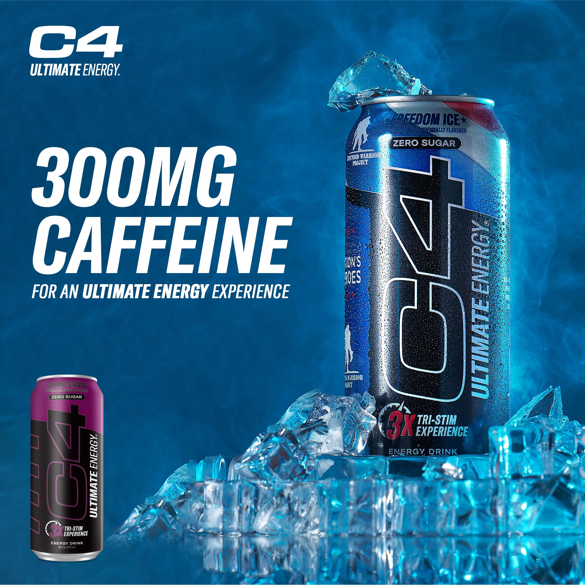 Cellucor C4 Ultimate | Pre Workout Sugar Free Energy Drink | Tri-Stim Experience with 300mg Caffeine + TeaCrine + Dynamine | Fruit Punch | 16oz (Pack of 12)