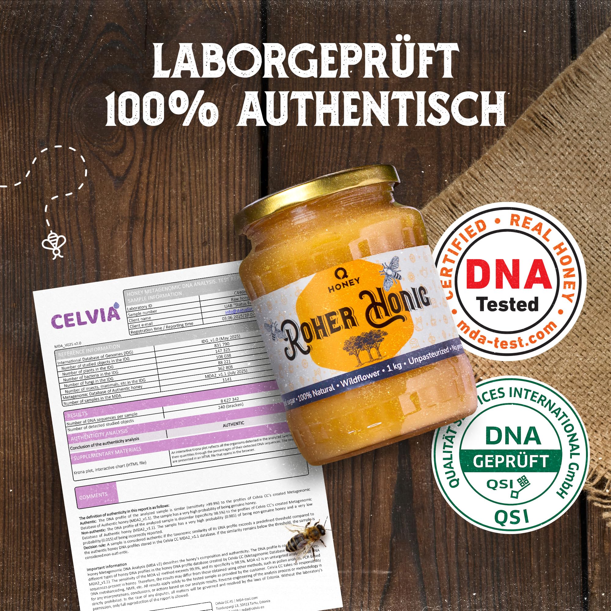 Q Honey – Wildblütenhonig vom Imker, NMR-geprüft, geprüfte Qualität & international anerkannt 2025, 1 kg