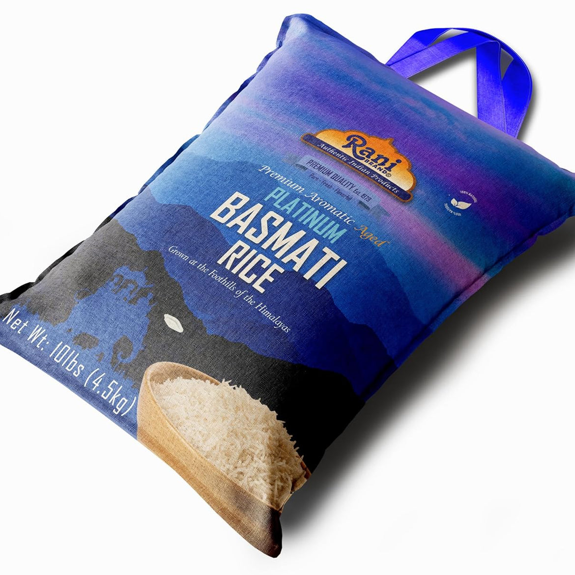 Rani Platinum White Basmati Rice Extra Long Aged 10-Pound Bag, 160oz (10lbs) 4.53kg ~ All Natural | Gluten Friendly | Vegan | Indian Origin | Kosher | Export Quality