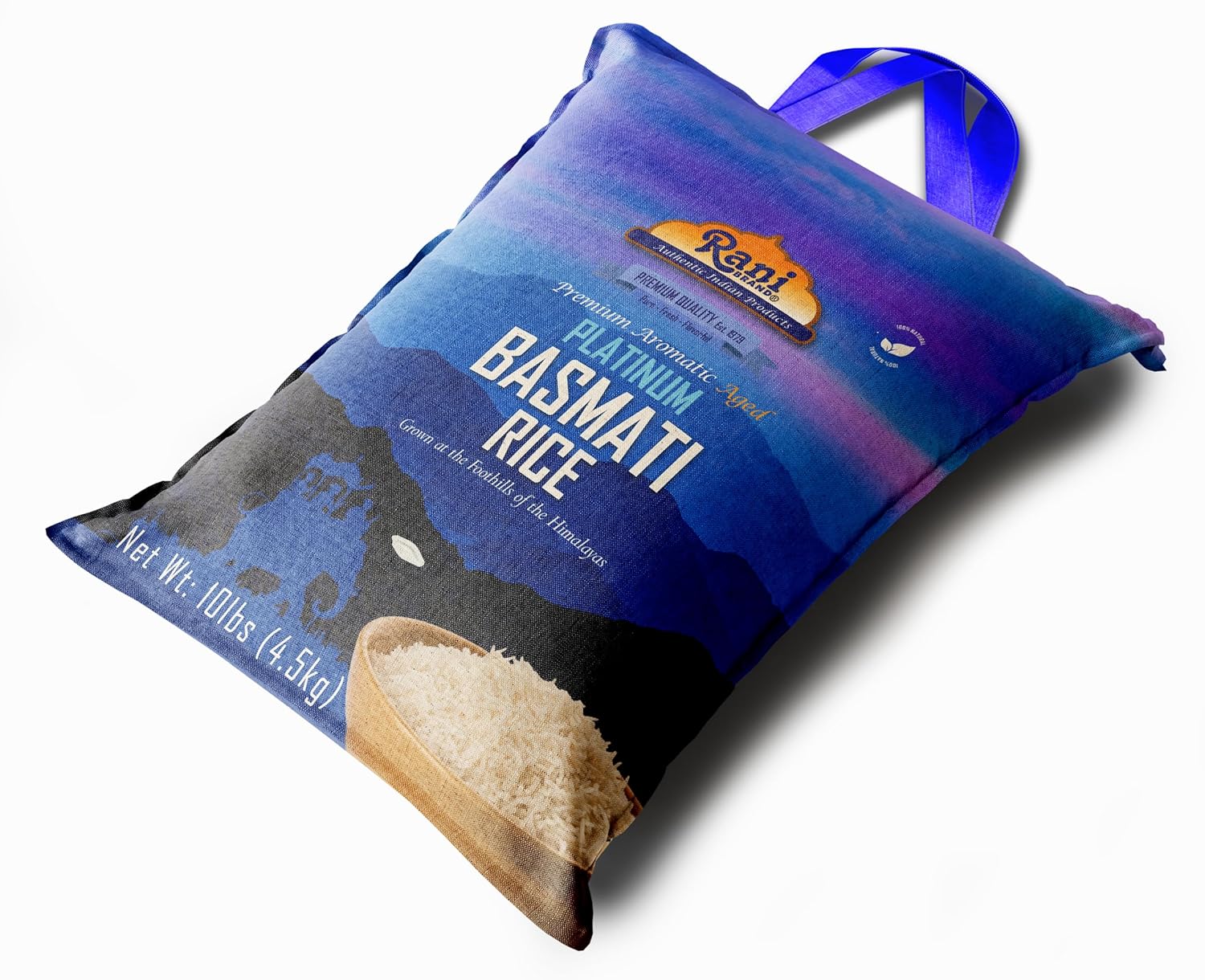 Rani Platinum White Basmati Rice Extra Long Aged 10-Pound Bag, 160oz (10lbs) 4.53kg ~ All Natural | Gluten Friendly | Vegan | Indian Origin | Kosher | Export Quality