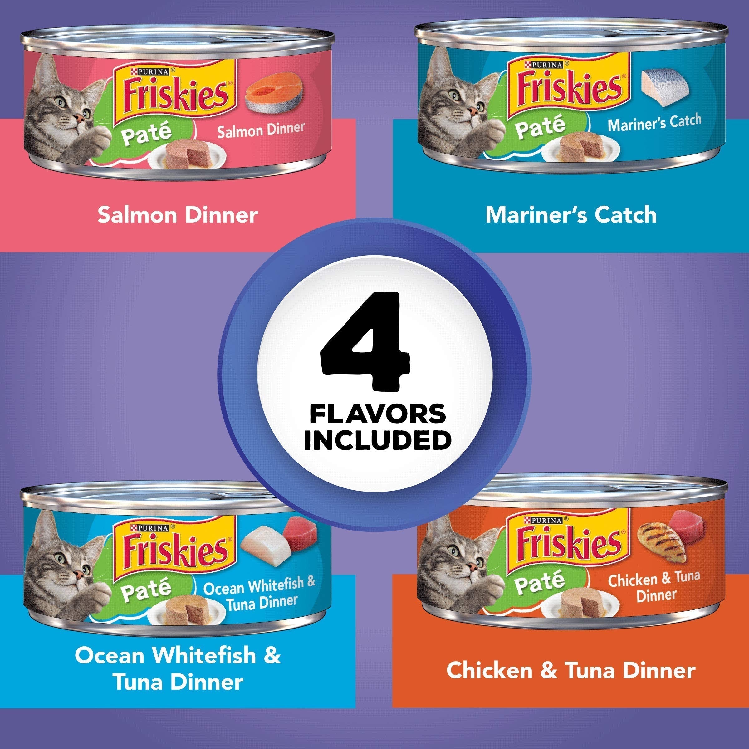 Purina Friskies Paté Wet Cat Food Variety Pack Seafood and Chicken Paté Favorites 40ct VP - (Pack of 40) 5.5 oz. Cans