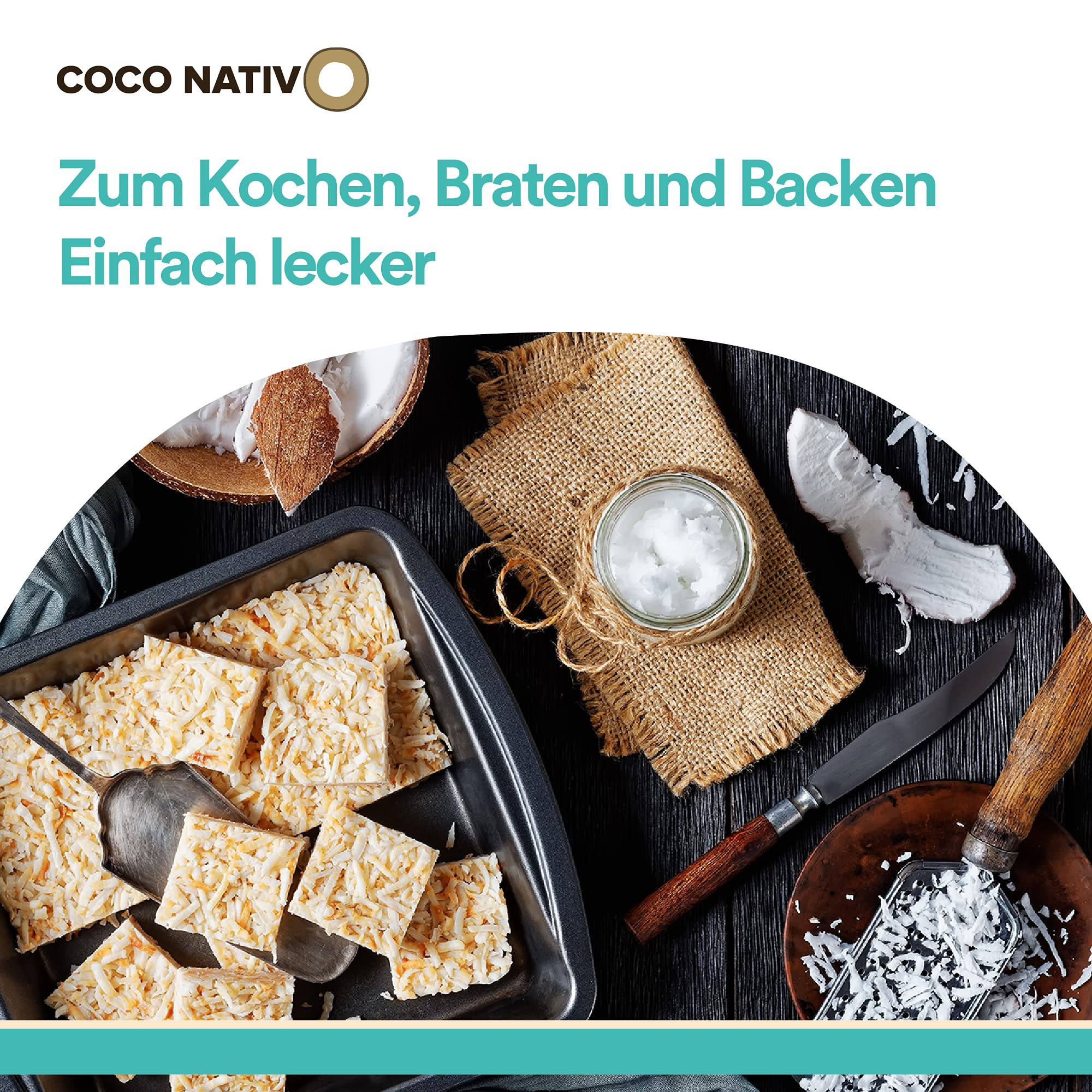 Bio Kokosöl CocoNativo - 1000mL (1L) - Bio Kokosfett, Kokosnussöl, Premium, Nativ, Kaltgepresst, Rohkostqualität, Rein (1000ml) - zum Kochen, Braten und Backen, für Haare und Haut