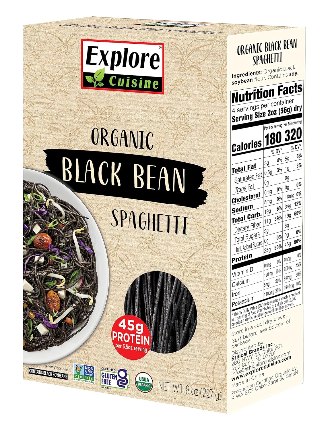 Explore Cuisine Organic Edamame Spaghetti - Pack of 6 (8 oz) - Easy-to-Make Gluten Free Pasta - High in Plant Protein & Fiber - Vegan, Keto Friendly, Non- GMO - 24 Total Servings