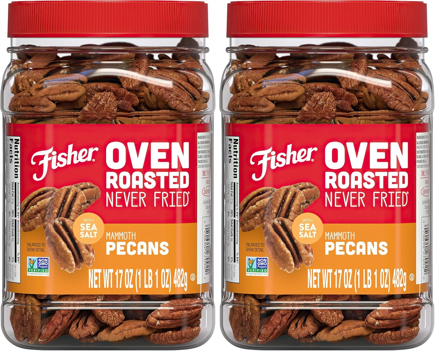 Fisher Oven Roasted Never Fried Deluxe Mixed Nuts, 24 Ounces (Pack of 1), Almonds, Cashews, Pecans, Pistachios, Healthy Snacks for Adults, Made With Sea Salt, No Added Oil, Trail Mix, Gluten Free