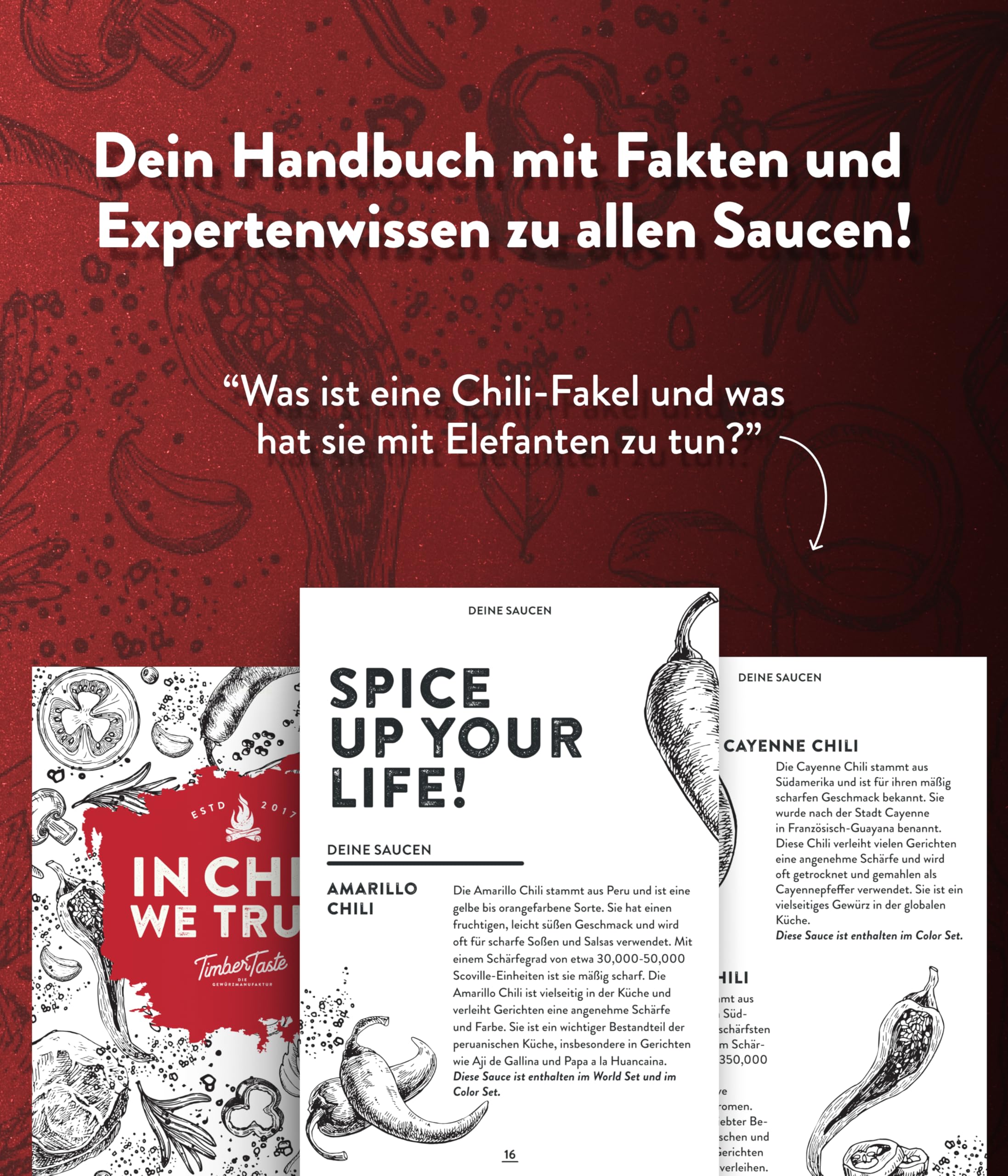 TIMBER TASTE® Chili Geschenkset scharfe Soßen Set - 5 Hot Sauce Set je 40ml in Geschenkverpackung für Liebhaber & Genießer scharfer Saucen | Ostergeschenk Mann | kleine Ostergeschenke Männer