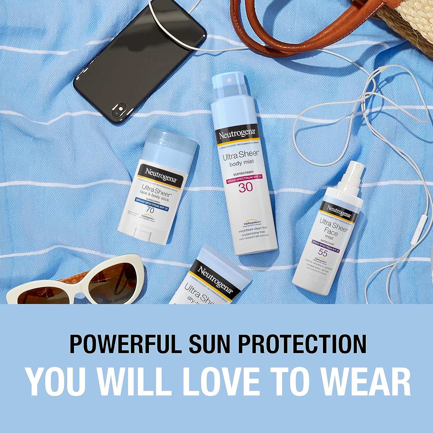 Neutrogena Ultra Sheer Dry-Touch Sunscreen Lotion, Broad Spectrum SPF 55 UVA/UVB Protection, Oxybenzone-Free, Light, Water Resistant, Non-Comedogenic & Non-Greasy, Travel Size, 3 fl. oz