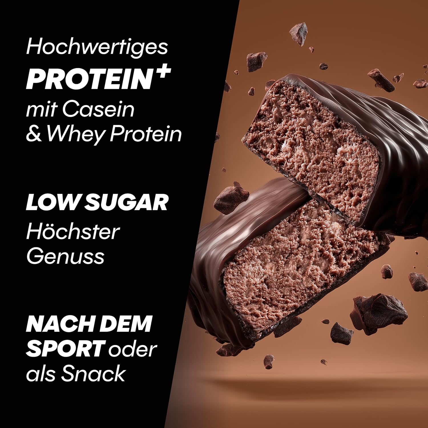 Powerbar - Protein Plus - Low Sugar - Chocolate-Brownie - 30x35g - Riegel mit nur 107 Kcal - Fitnessriegel mit Ballaststoffen