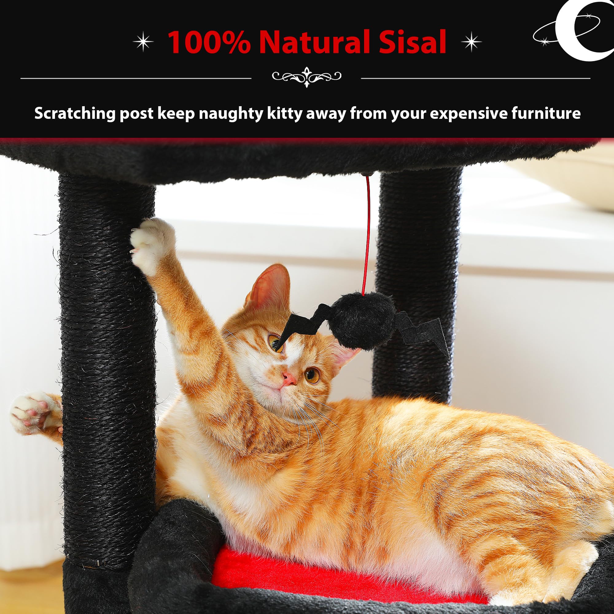 PAWZ Road Kleiner Katzenbaum, mehrstöckiger Katzenturm mit Sisal-überzogenem Kratzbaum, gemütlicher Katzenwohnung und großer Katzensitzstange für Hauskatzen, Beige
