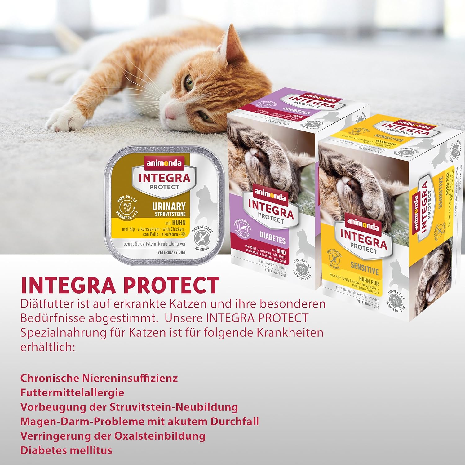animonda INTEGRA PROTECT Sensitive Huhn Pur (16 x 100 g), Katzen Diätfutter bei Futtermittelallergie, sensitives Katzenfutter für allergische Katzen, Katzennassfutter ohne Getreide