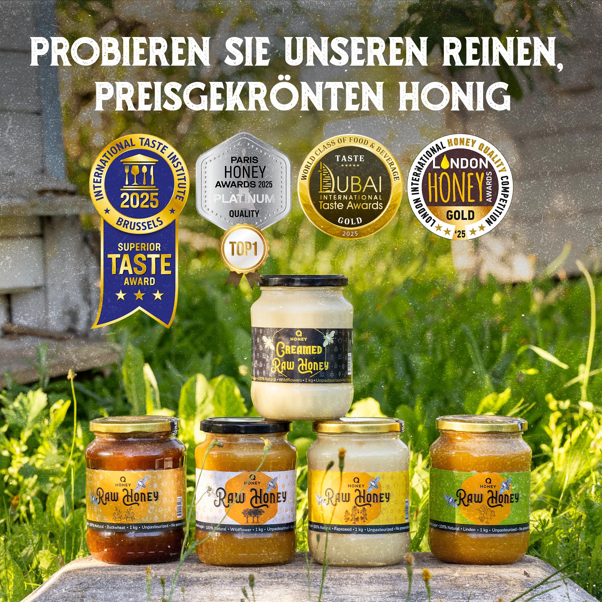 Q Honey – Wildblütenhonig vom Imker, NMR-geprüft, geprüfte Qualität & international anerkannt 2025, 1 kg