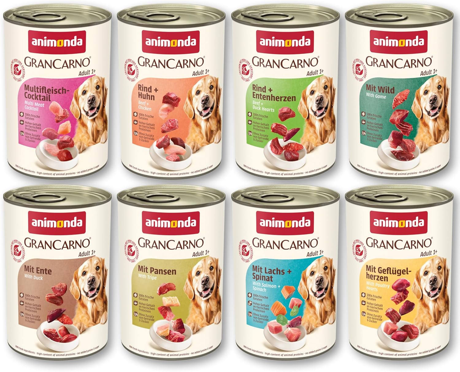 animonda GranCarno Adult Deftige Variation (6 x 800 g), Hundenassfutter für ausgewachsene Tiere, Nassfutter für Hunde mit 100% frischen, fleischlichen Zutaten, Hundefutter ohne Getreide