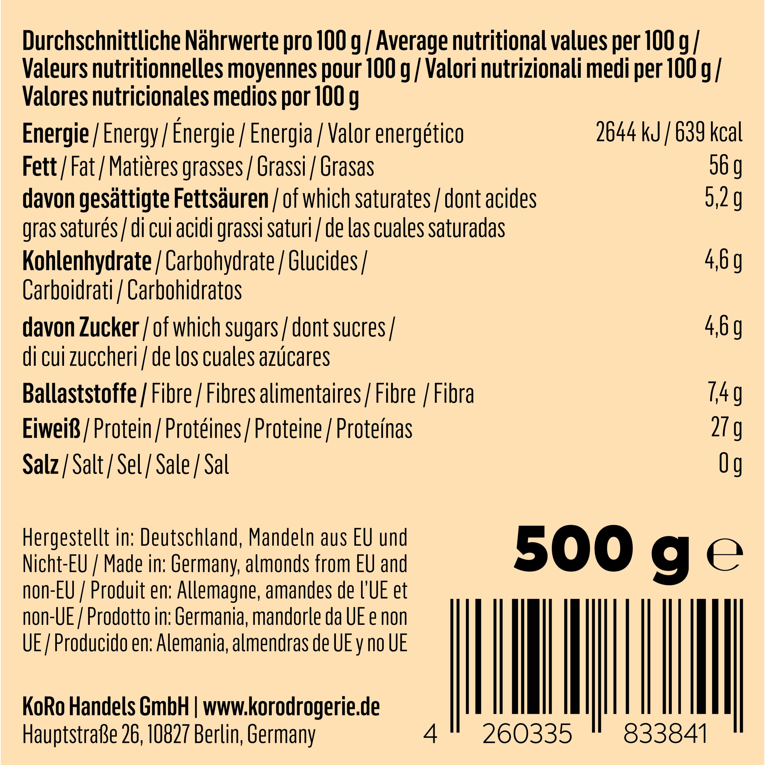 KoRo - Weißes Mandelmus 2 x 500 g - Nussmus ohne Zusatz von Zucker und Palmöl - 100% Mandeln - Unvergleichbar cremig - Vegan - Proteinquelle
