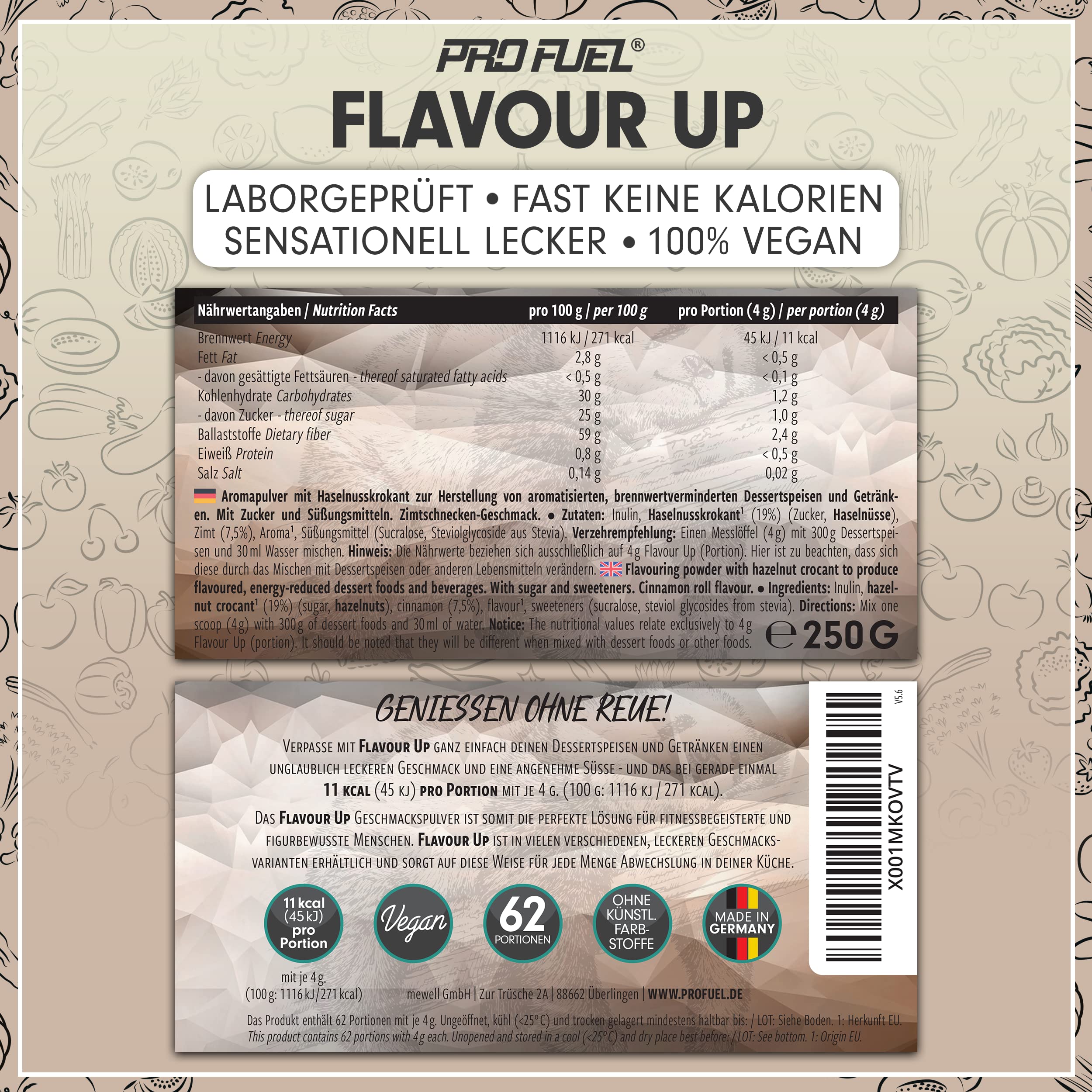 Geschmackspulver MIX PACK mit 8x30g Proben, 8 unglaublich leckere Flavours, nur 8-14 kcal pro Portion, Aroma & angenehme Süße, vielseitig einsetzbar für Lebensmittel & Getränke, FLAVOUR UP