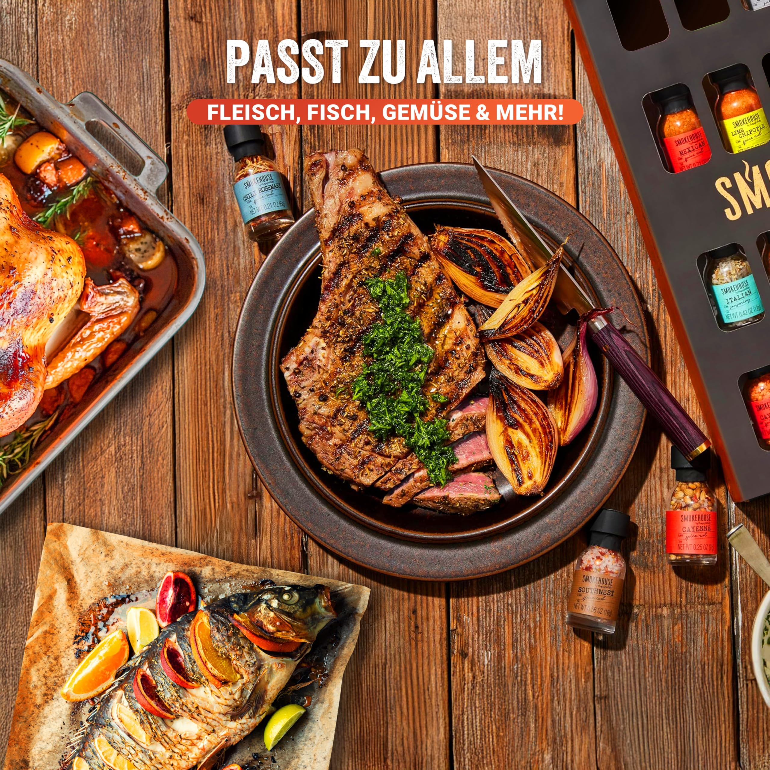 Thoughtfully BBQ Gewürze Geschenkset - Set mit 20 Grillgewürzen & BBQ Gewürzmischungen – Gewürze Set für Grillen & Barbecue – Geschenk zum Vatertag