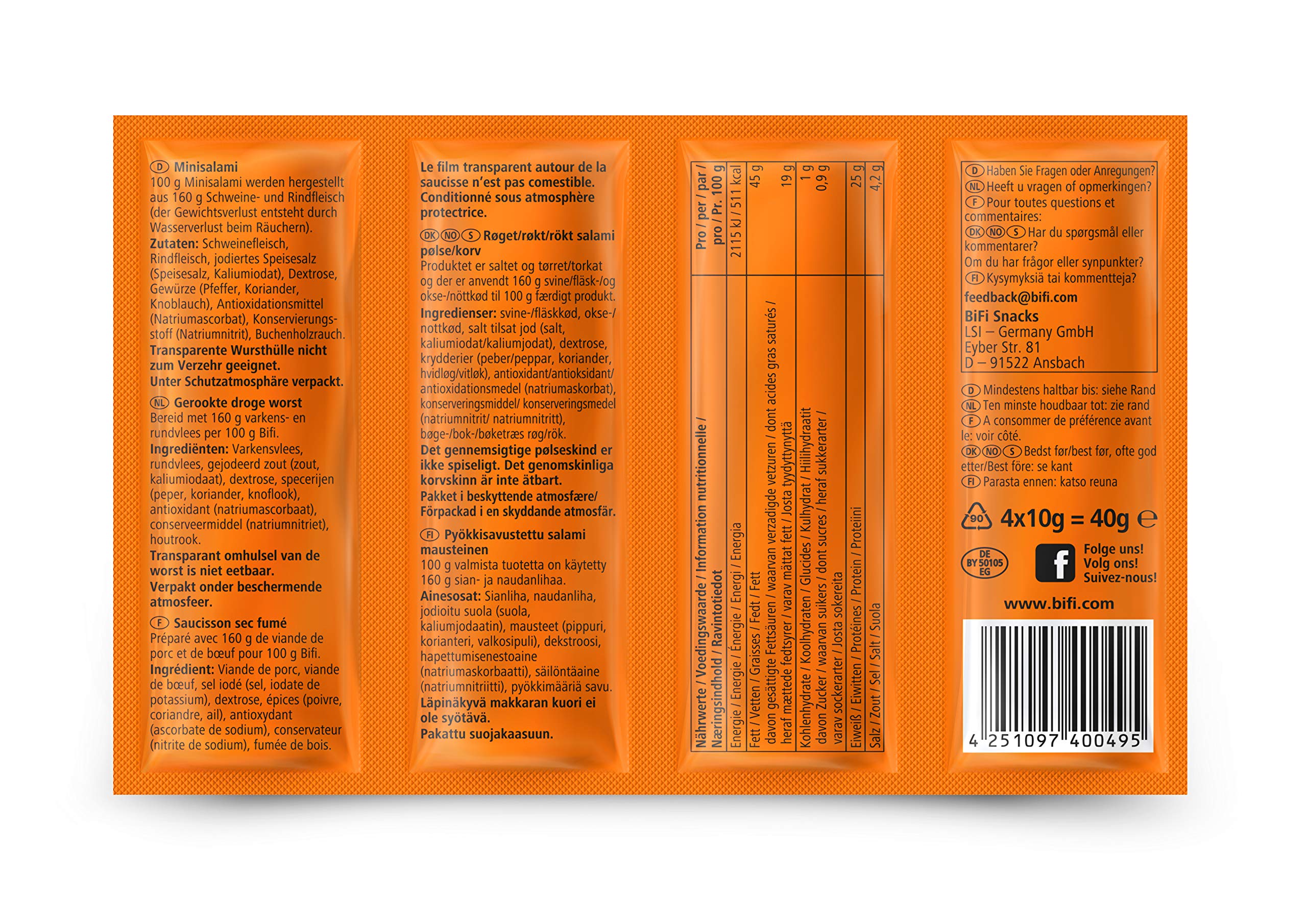 BiFi Chorizo XL Sticks - 20er Pack (20 x 26g) - Wurst Snack To Go - Luftgetrocknet Fleisch & Wurstwaren Paket - Chorizo fleischwurst mit Paprika, Chili und Knoblauch - Ideale Knabberbox - Wurstpaket