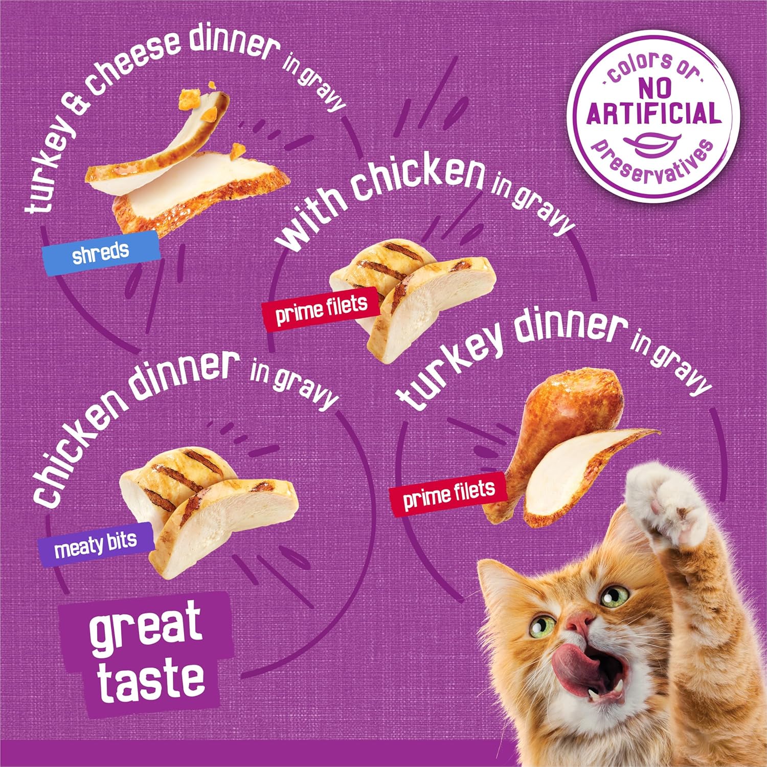 Purina Friskies Gravy Wet Cat Food Variety Pack, Poultry Shreds, Meaty Bits, and Prime Filets - (Pack of 32) 5.5 oz. Cans