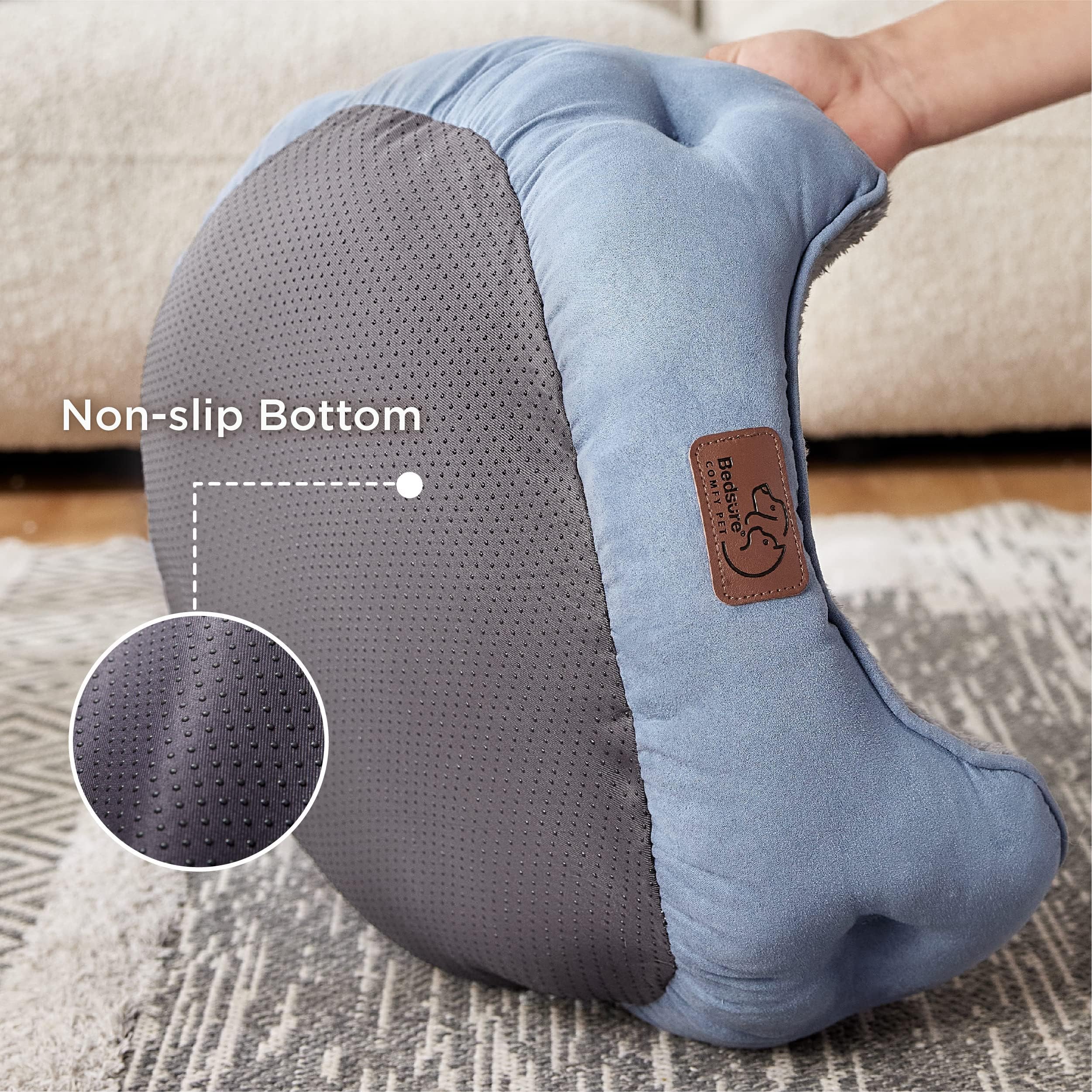 BEDSURE Katzenbett waschbar Katzen Bettchen - 51x48x15cm Katzenkorb mit Zweiseitig Innenkissen Katzenschlafplatz für Katzen oder kleine Hunde,Grau
