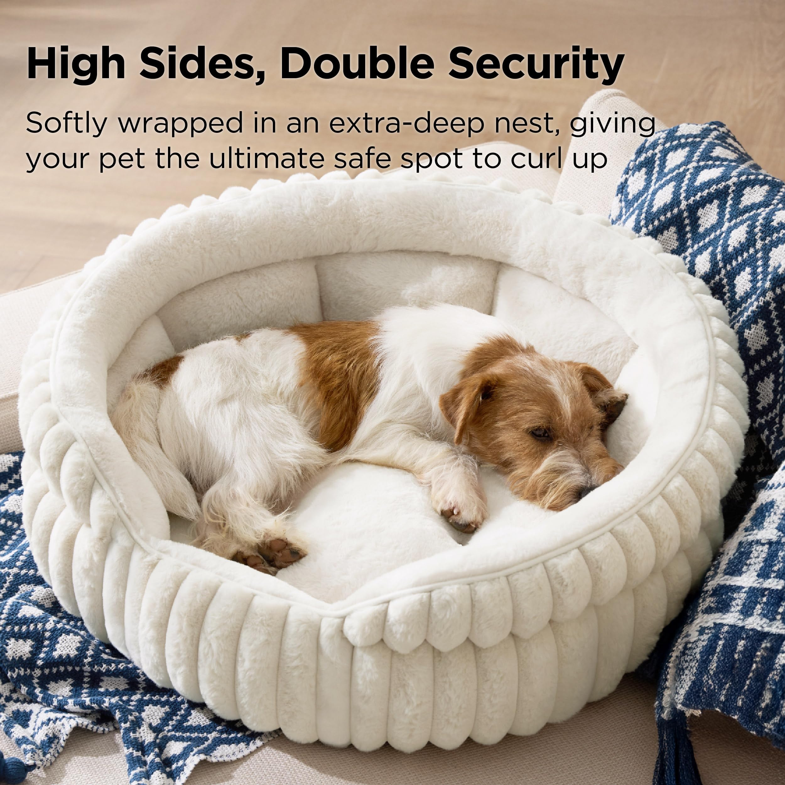 BEDSURE Flauschiges Katzenbett für Wohnungskatzen - 51 x 51 cm kleines rundes Katzenbett, waschbares Katzenbett für Kätzchen und Welpen mit Rutschfester Unterseite und abnehmbarem Kissen, grau