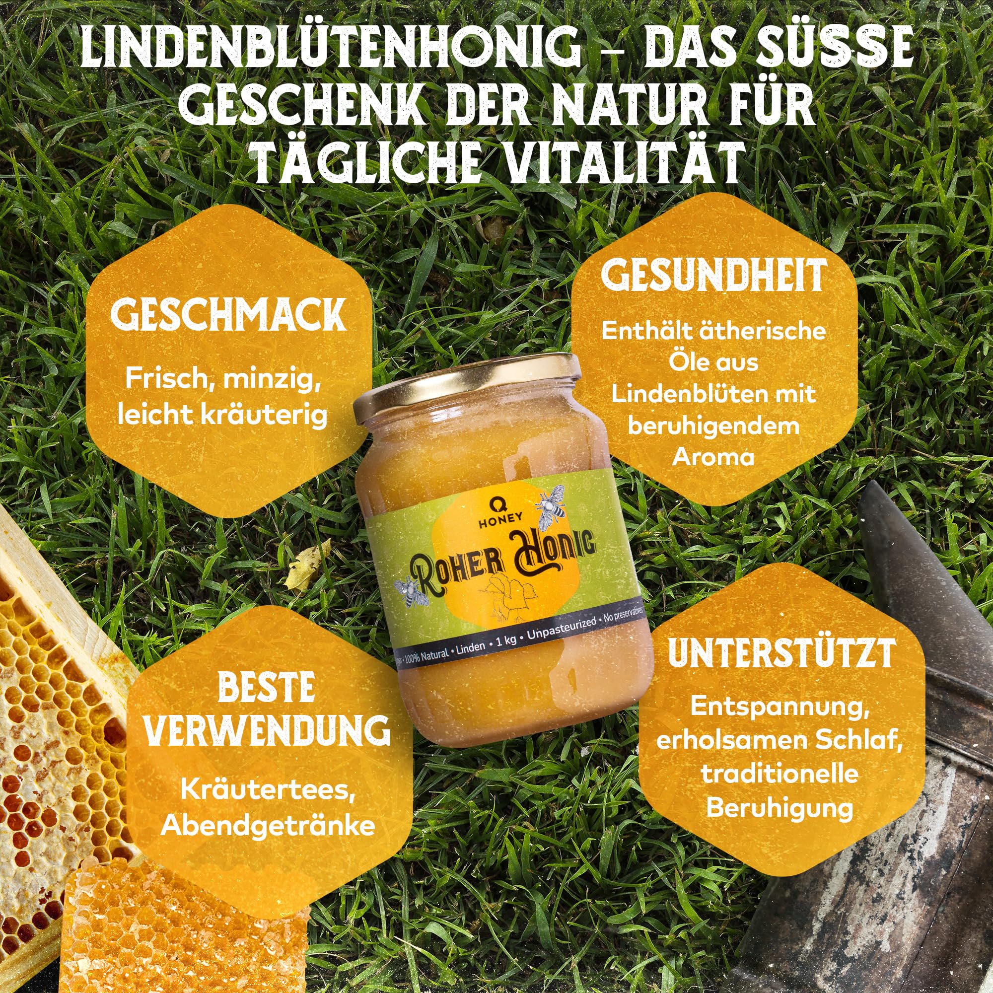 Q Honey – Wildblütenhonig vom Imker, NMR-geprüft, geprüfte Qualität & international anerkannt 2025, 1 kg