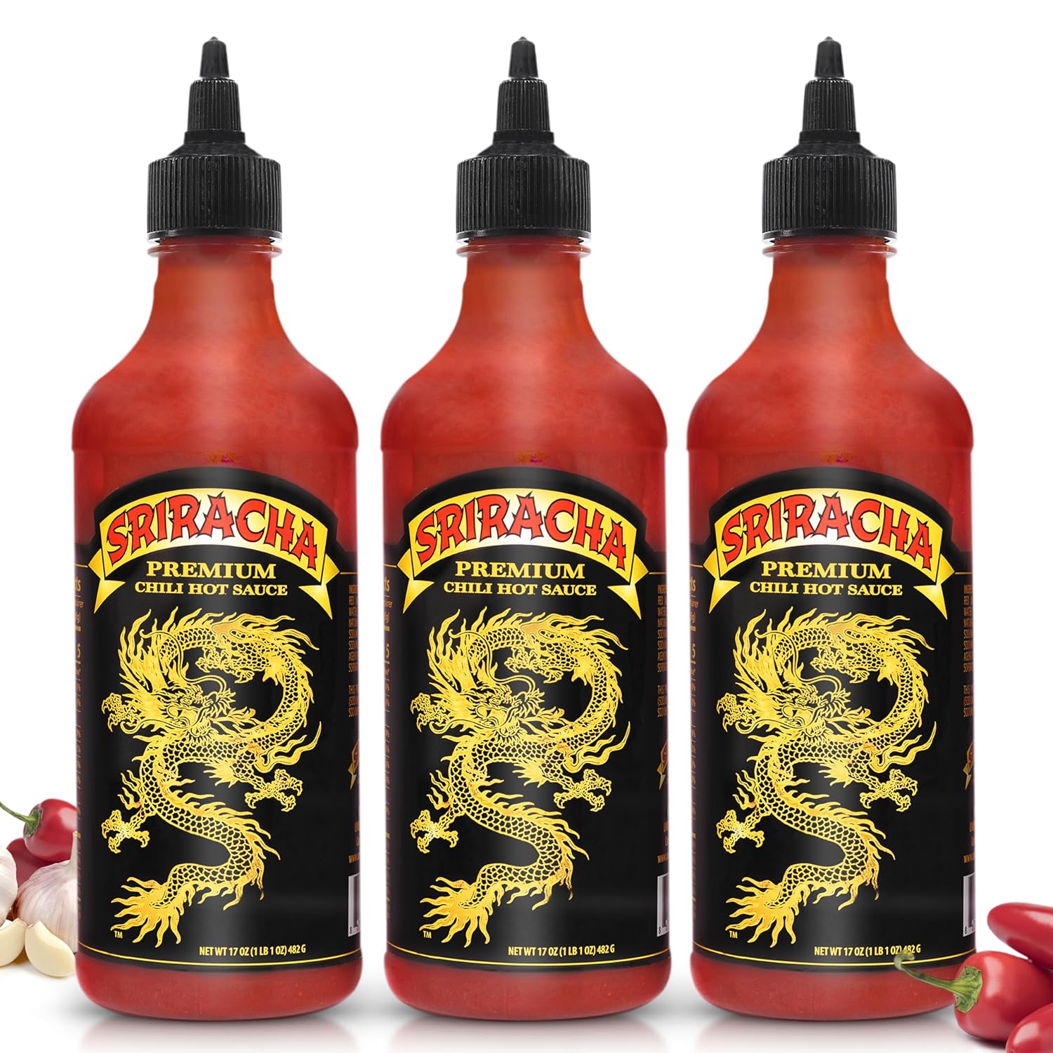 Underwood Ranches Dragon Sriracha Sauce - Hot Sauce for Eggs, Pizza, Mexican Dishes, and More - Holiday Gift for Christmas 17 oz - 2 Pack