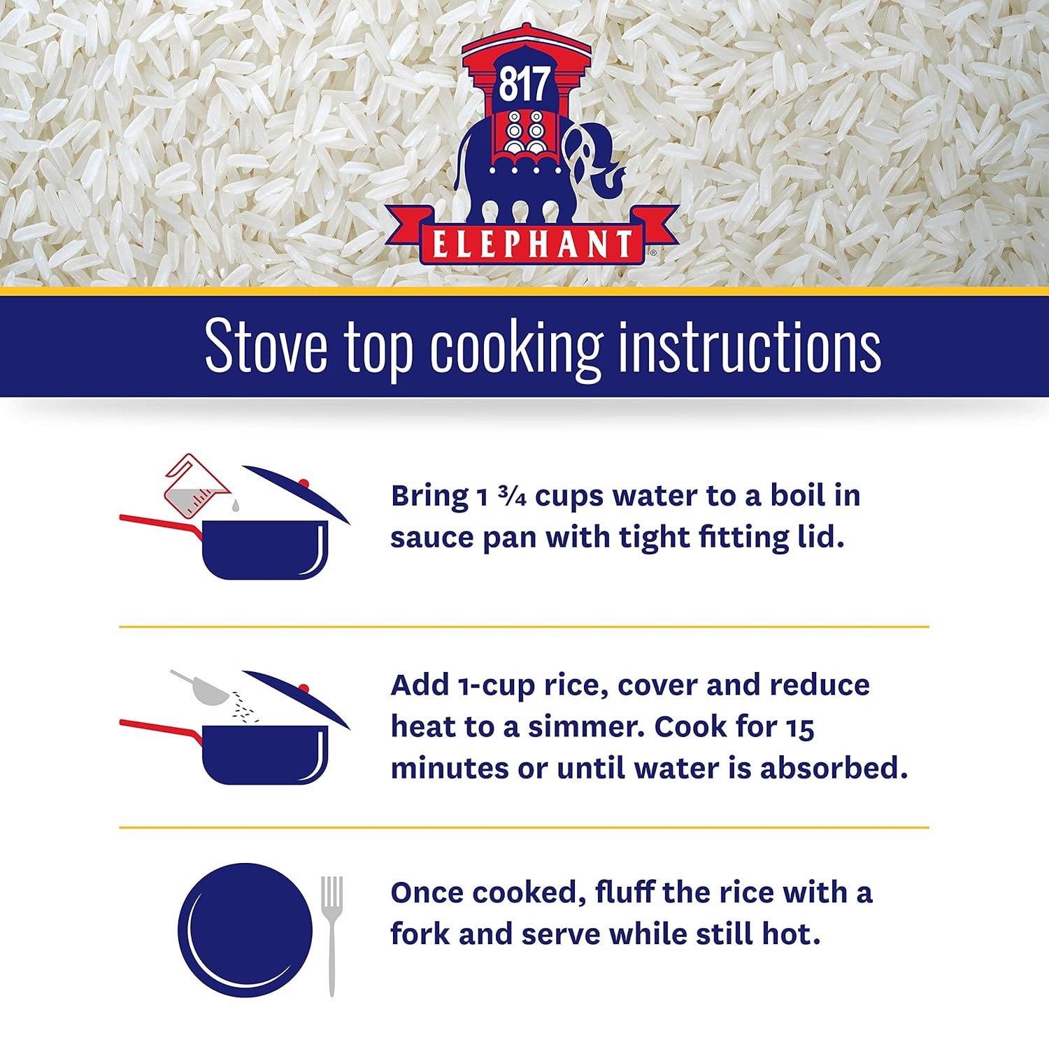 817 Elephant Thai Hom Mali White Jasmine Rice - 15 lb Bag