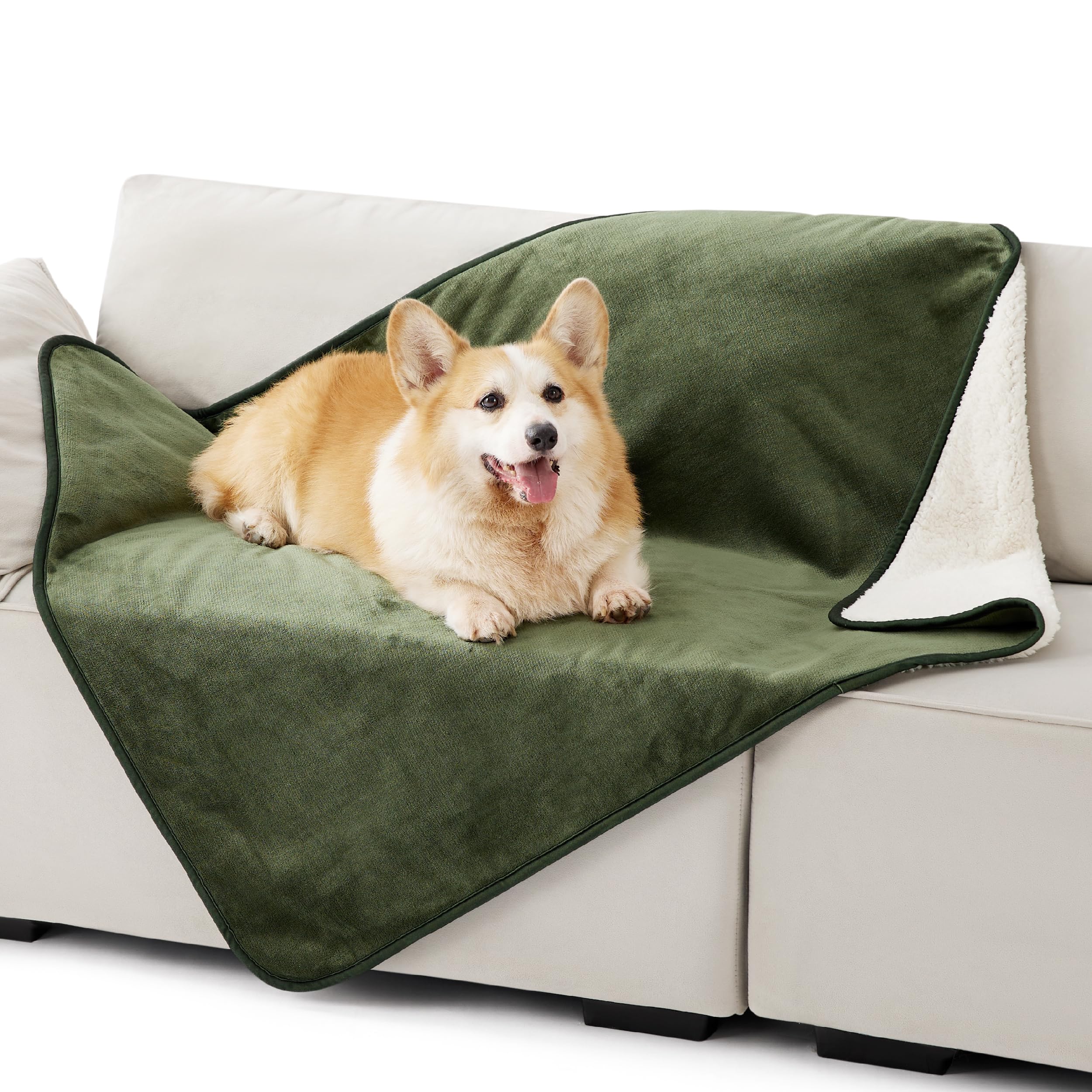 LE SURE wasserdichte Hundedecke mittelgroße Hunde - 100x80cm Hundedecke waschbar, Hundedecke Sofaschutz aus Sherpa Fleece, Katzendecke flauschig und weich, Grau
