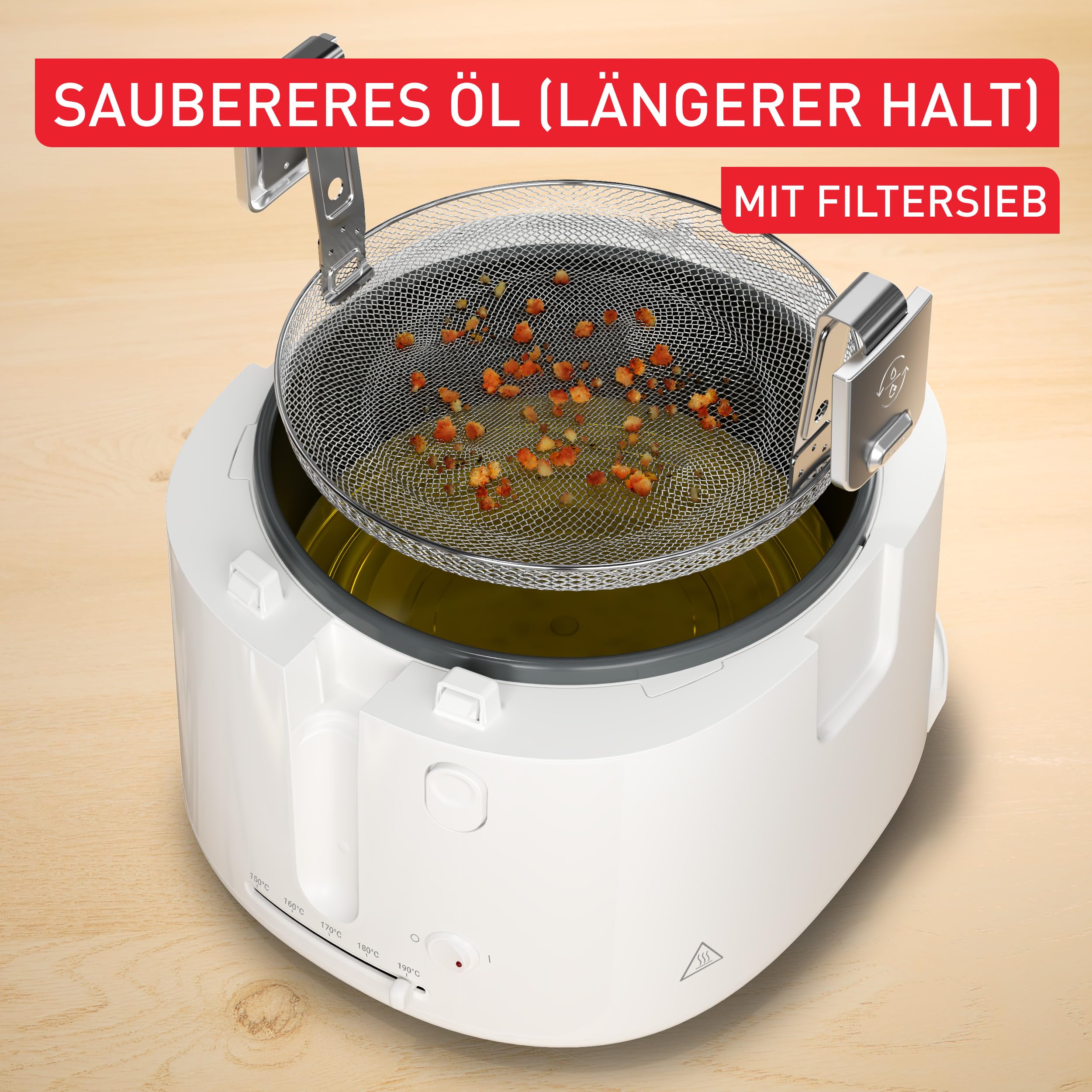 Tefal Oleoclean Pro Fritteuse 3,5L für knusprige Pommes, 2300W Edelstahl Friteuse mit Öl-Filterung, Herausnehmbarer Ölbehälter 1,2kg, Timer & Thermostat, Spülmaschinenfest, Schwarz/Edelstahl