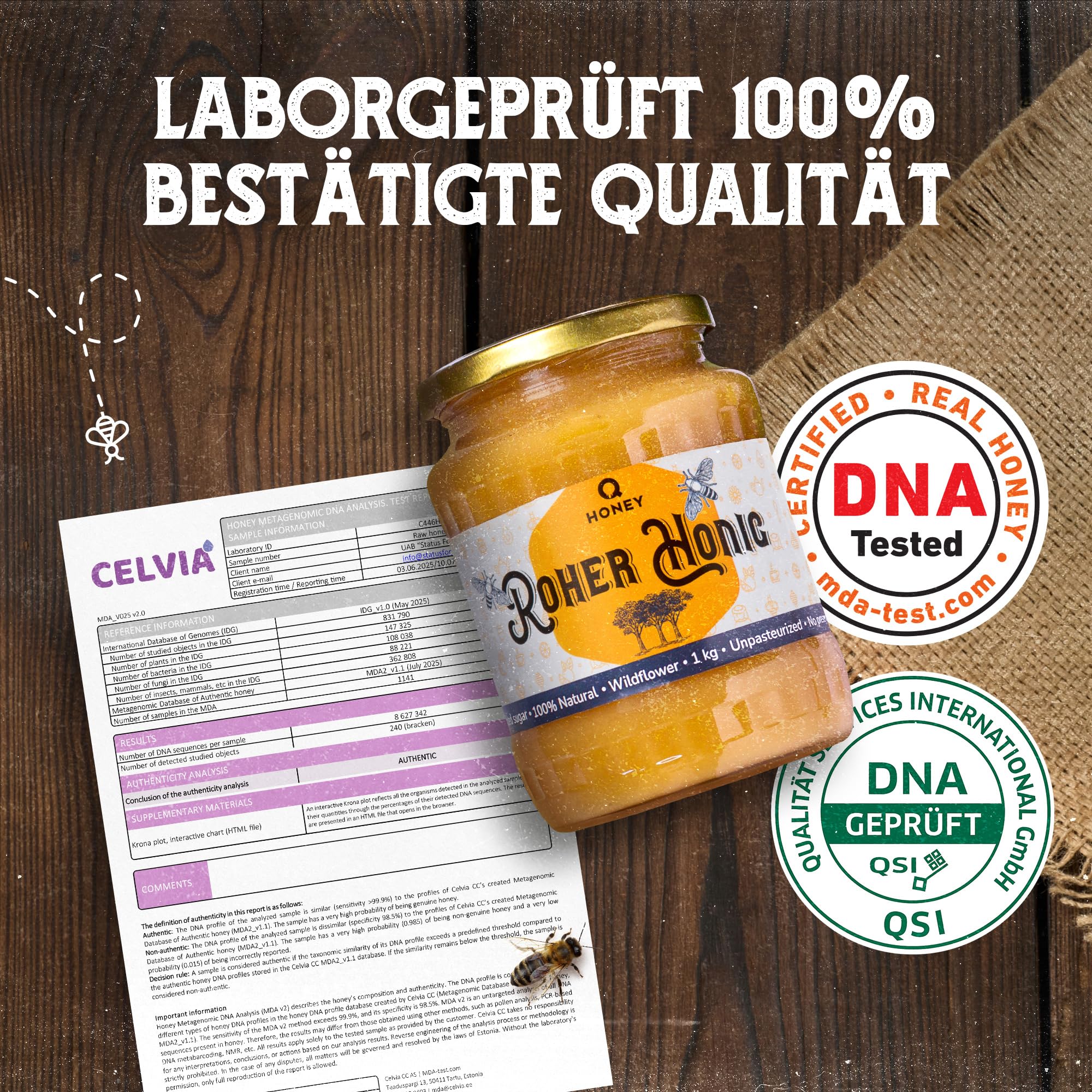 Q Honey – Wildblütenhonig vom Imker, NMR-geprüft, geprüfte Qualität & international anerkannt 2025, 1 kg