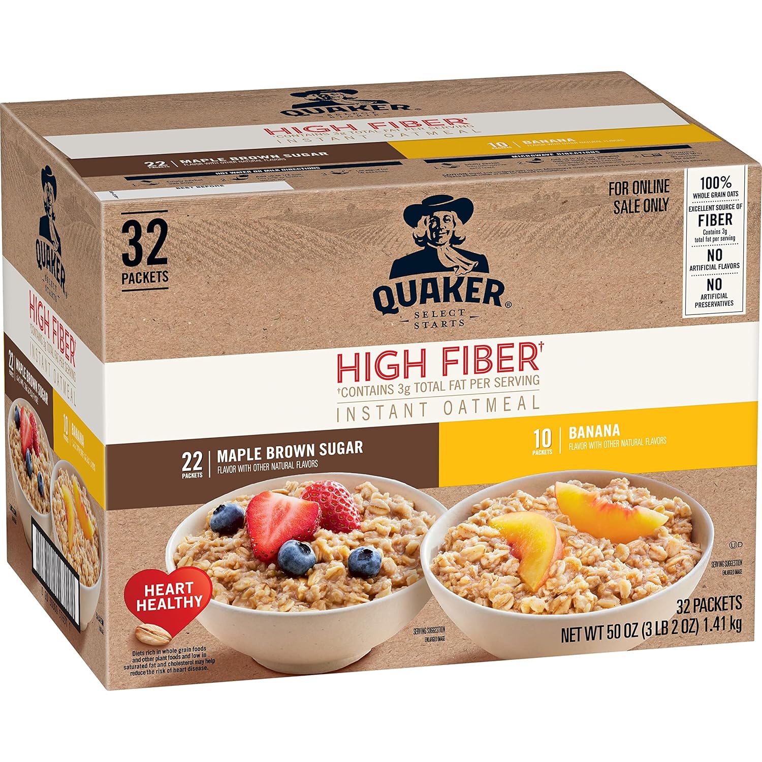 Quaker Instant Oatmeal, 2-Flavor Gluten-Free Variety Pack, 32 Count