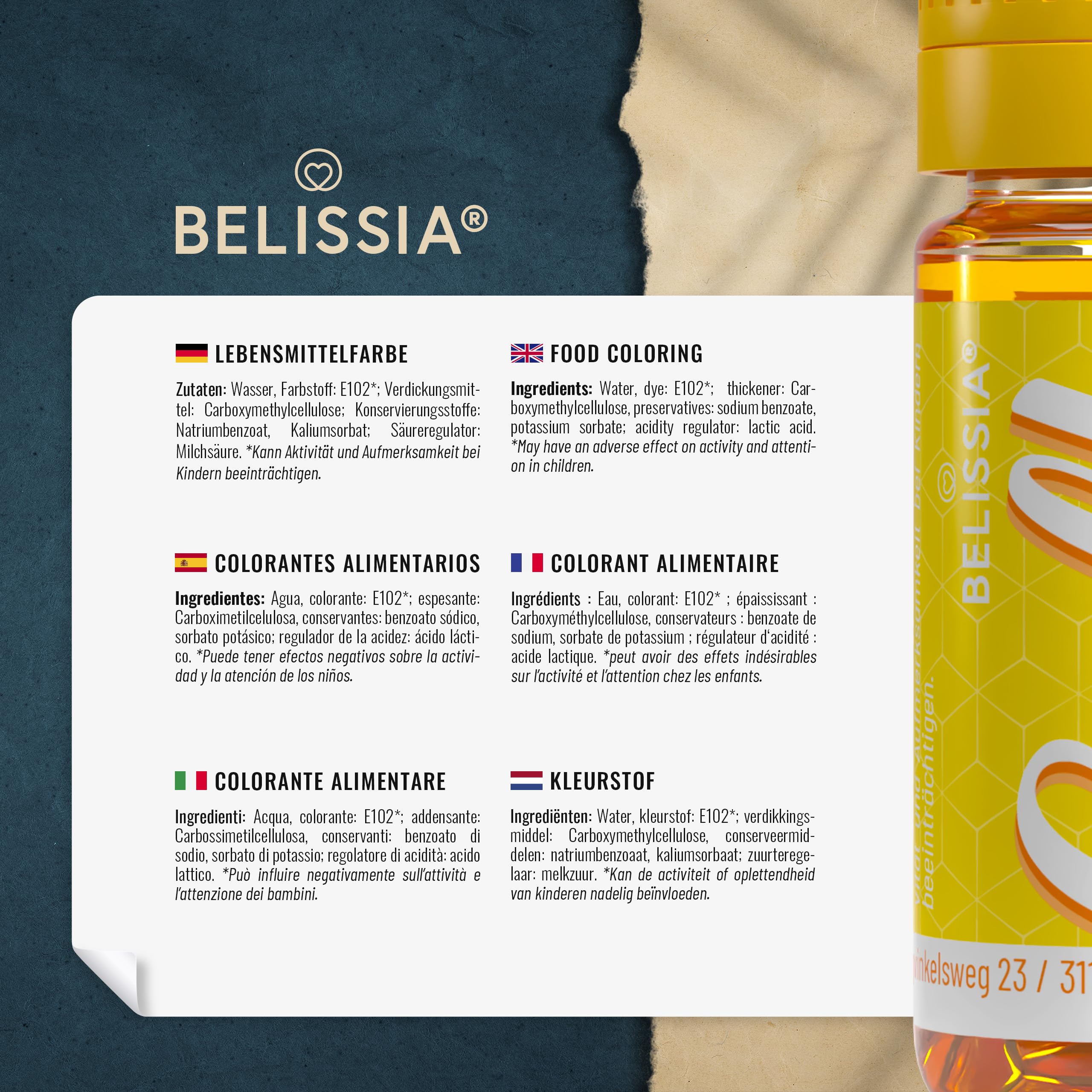 Belissia Lebensmittelfarbe Set – 8x10ml flüssig & hochkonzentriert – Lebensmittelechte Speisefarbe zum Backen, Kochen, Fondant & DIY - vegan, stark färbend, geschmacksneutral