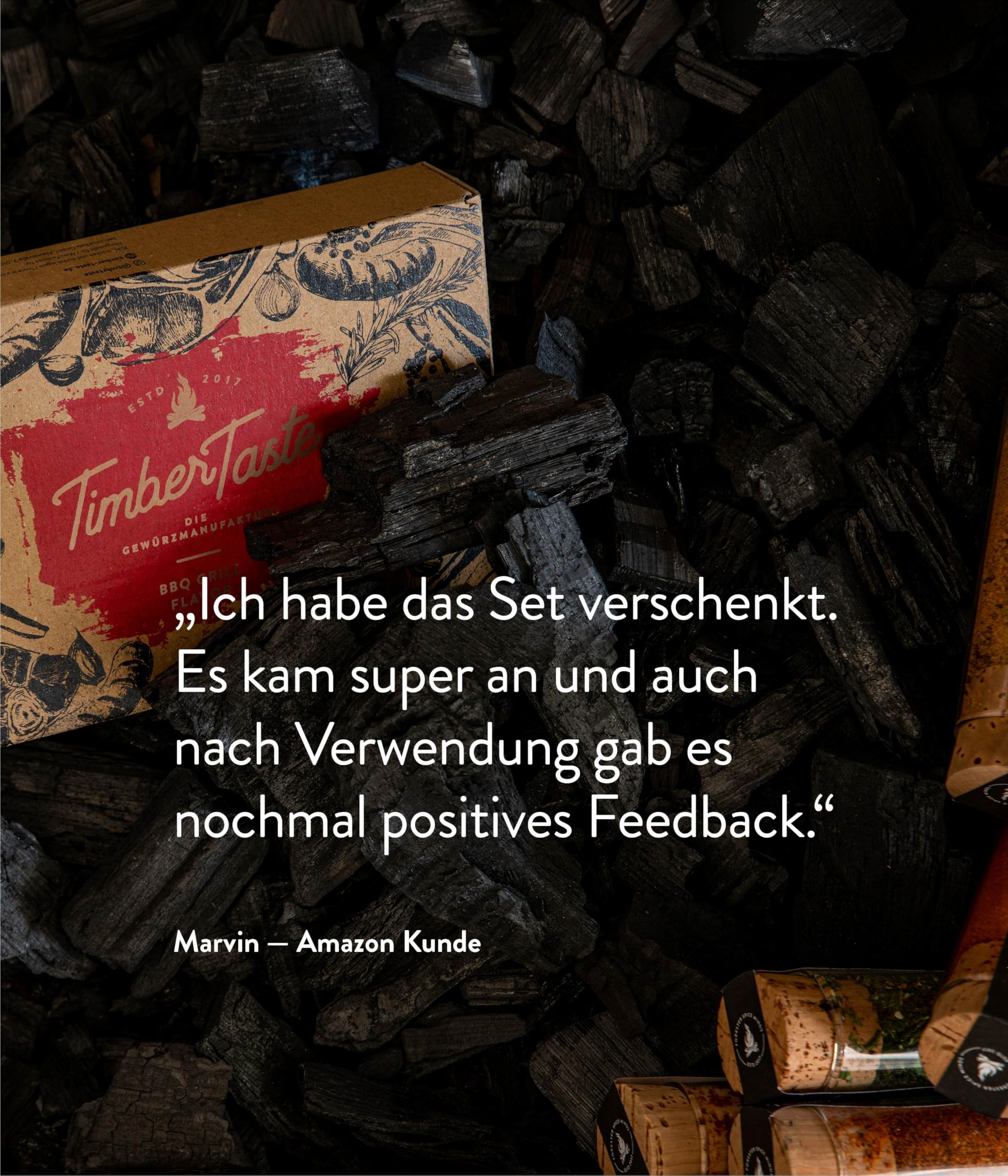 TIMBER TASTE® Grillgewürze Geschenkset - 5 premium BBQ Gewürze Rubs & Marinaden in edler Geschenkbox | Geschenke für Männer | Vatertag Geschenk | Gewürze Geschenkset ideal zum Grillen Geschenk Set