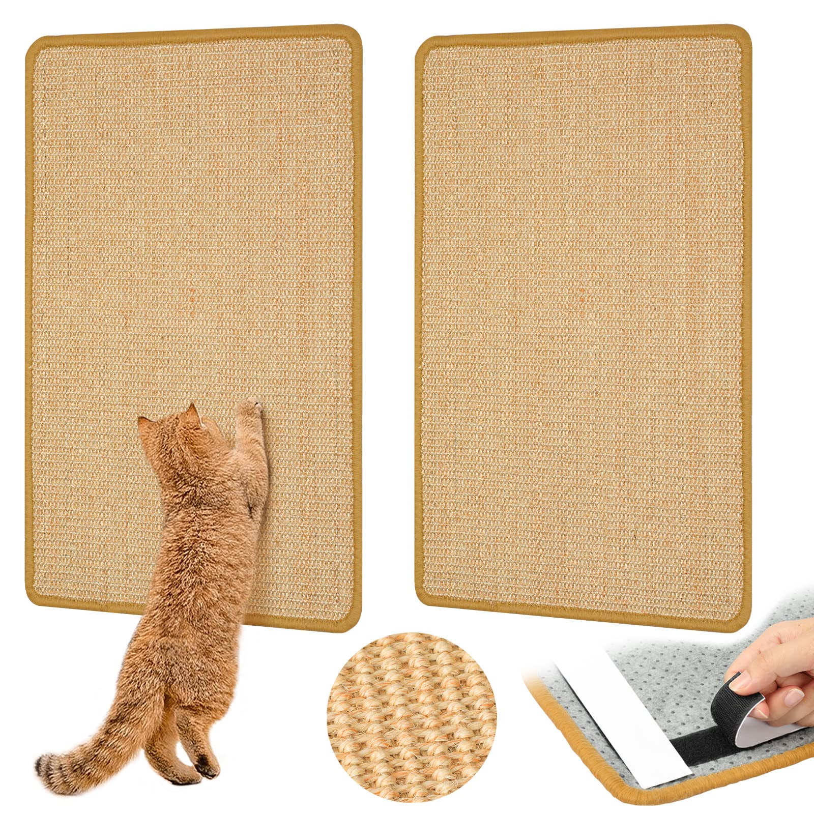 Graciadeco 2 Kratzmatte Katze Wand Sisal Teppich, 60 x 40cm Katzen Kratzbrett Natürlich Katzenkratzbretter, Katzenteppich Sisalmatte Kratzecke für Schützt Möbel, Sofas & Teppiche grau