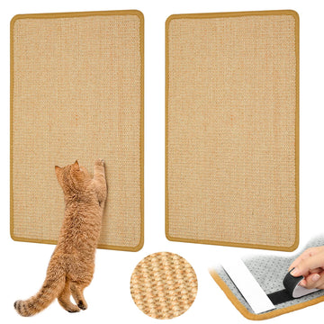 Graciadeco 2 Kratzmatte Katze Wand Sisal Teppich, 60 x 40cm Katzen Kratzbrett Natürlich Katzenkratzbretter, Katzenteppich Sisalmatte Kratzecke für Schützt Möbel, Sofas & Teppiche grau
