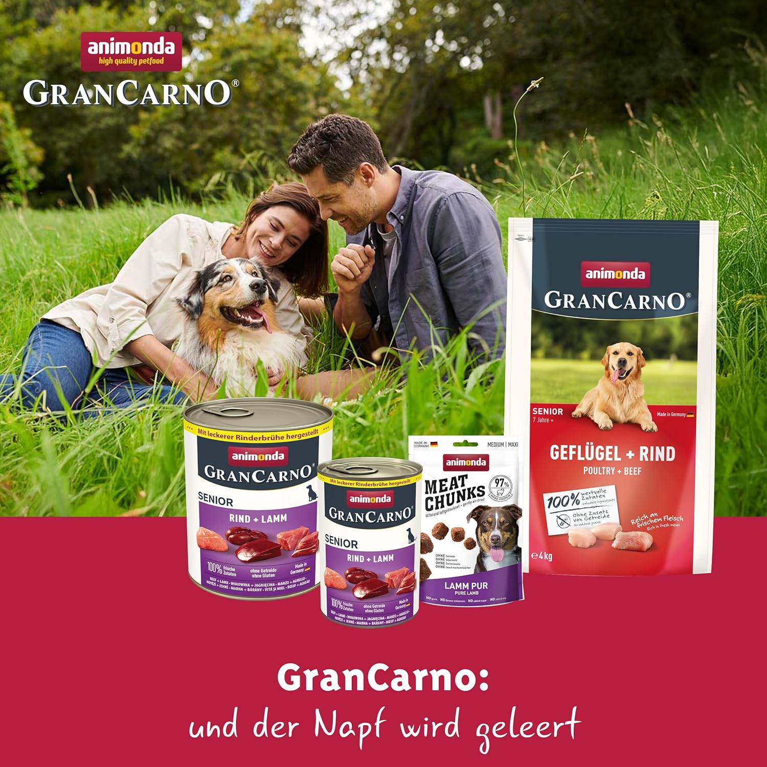 animonda GranCarno Adult Deftige Variation (6 x 800 g), Hundenassfutter für ausgewachsene Tiere, Nassfutter für Hunde mit 100% frischen, fleischlichen Zutaten, Hundefutter ohne Getreide