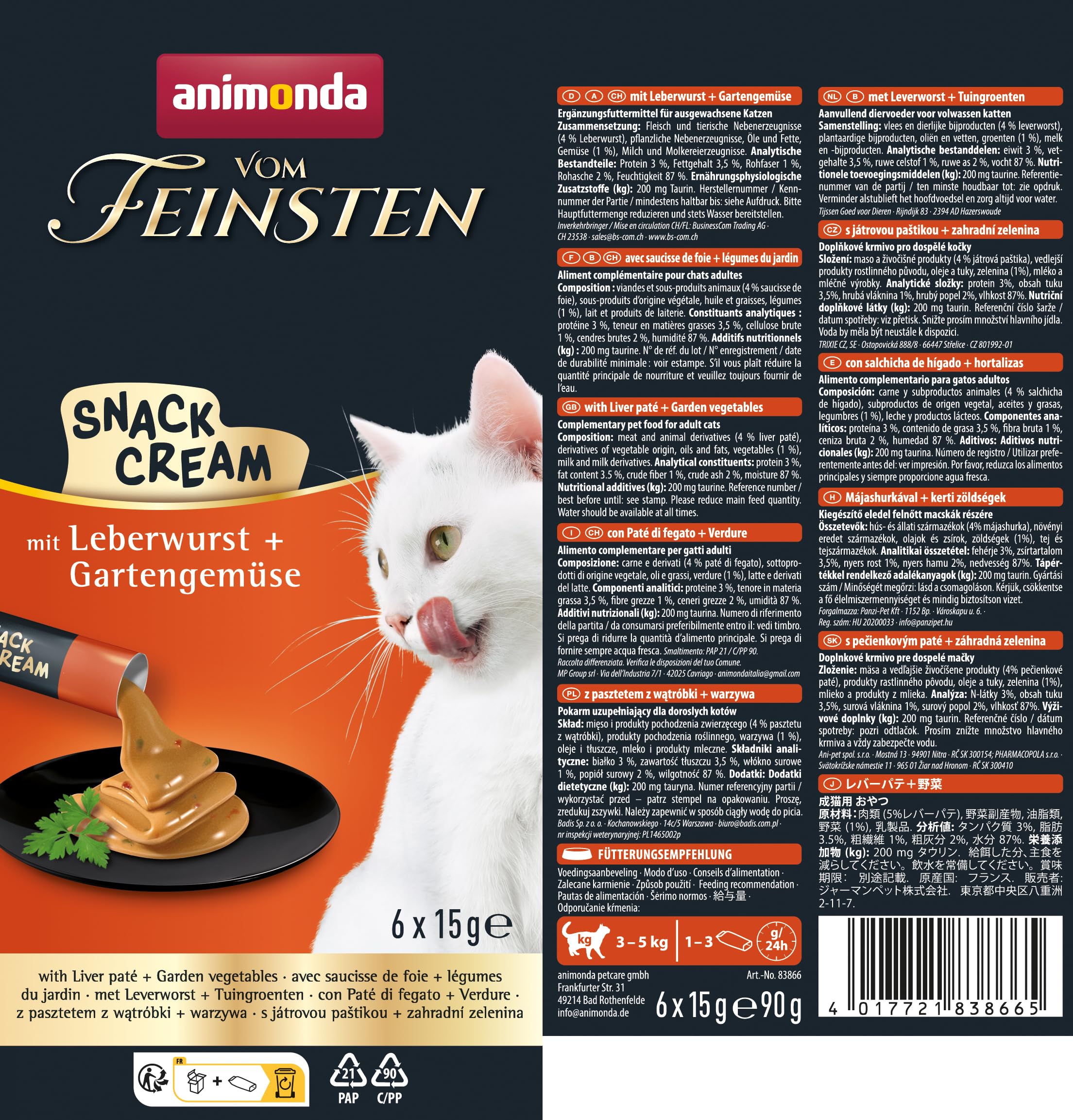 animonda Vom Feinsten Adult Filet Kreationen (18 x 50 g), Nassfutter für ausgewachsene Katzen, Katzenfutter mit Filets in delikater Sauce, Katzennassfutter ohne Getreide und Zucker