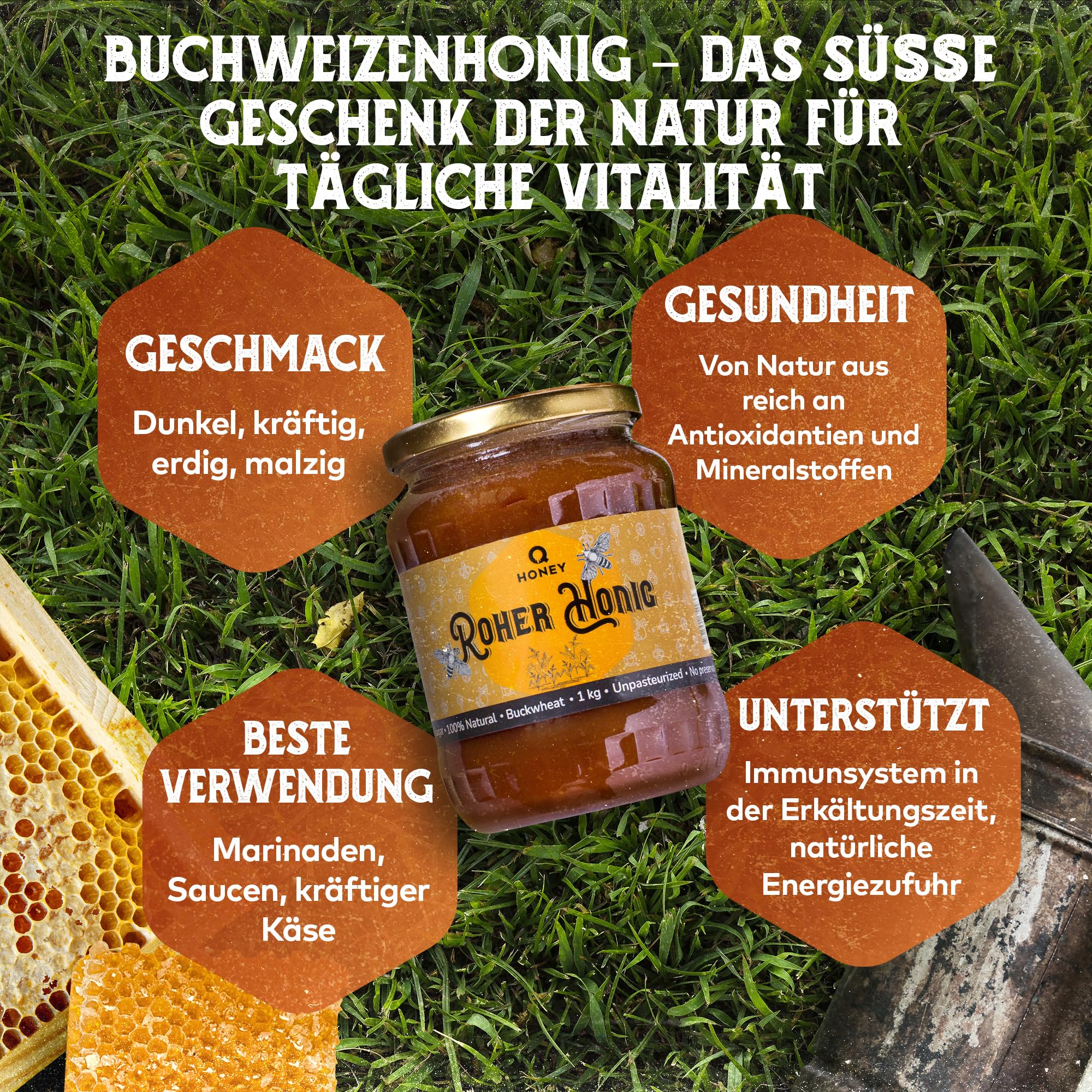 Q Honey – Wildblütenhonig vom Imker, NMR-geprüft, geprüfte Qualität & international anerkannt 2025, 1 kg