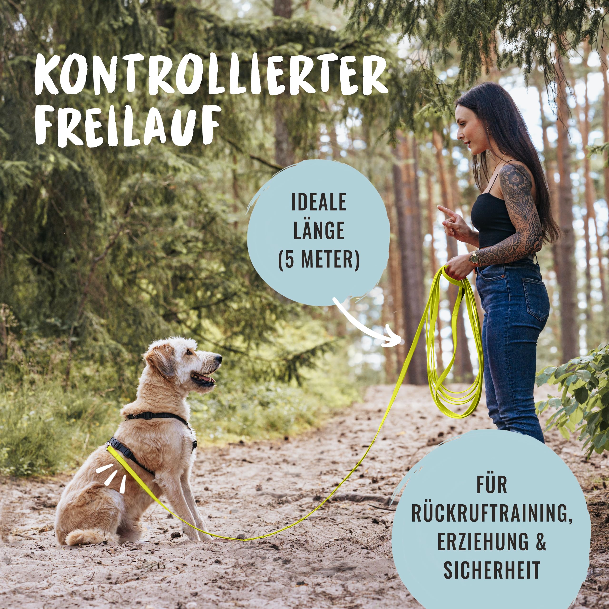 Rudelkönig Schleppleine 10m für Hunde - Robuste & wetterfeste Hundeleine für eine erfolgreiche Hundeerziehung - Mit Griffpolsterung