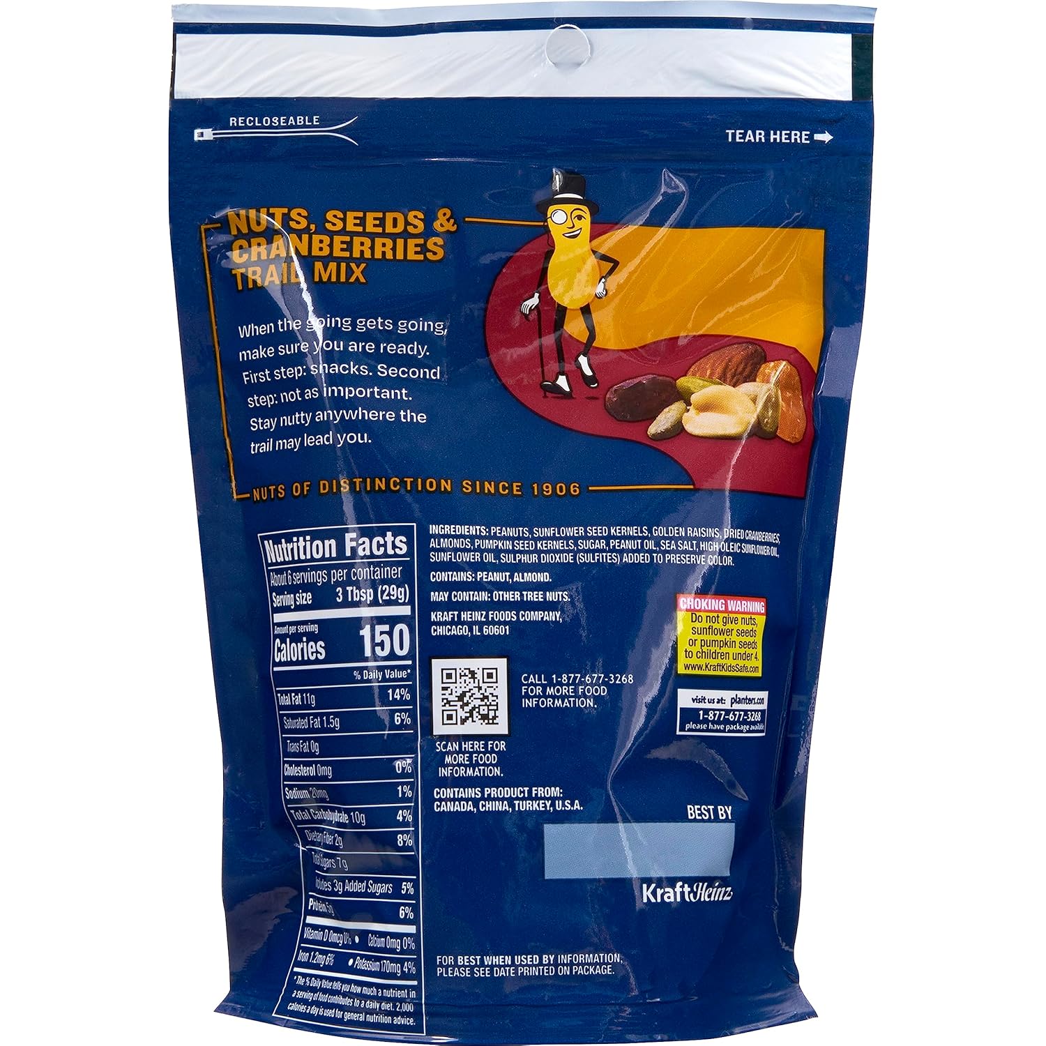 PLANTERS Tropical Fruit & Nut Trail Mix - Mixed Nuts Trail Mix Snack Packs, 6 oz Bags (Pack of 12)