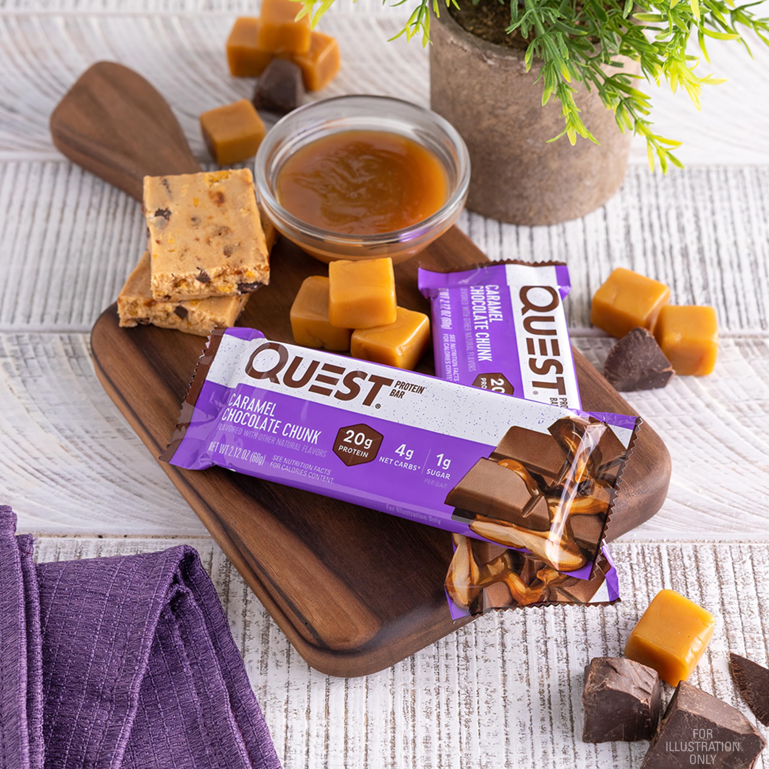 Quest Nutrition Chocolate Chip Dough Cookie Protein Bars, 21g Protein, 1g Sugar, 4g Net Carbs, High Fiber, Gluten Free, Keto-Friendly, 12 Count