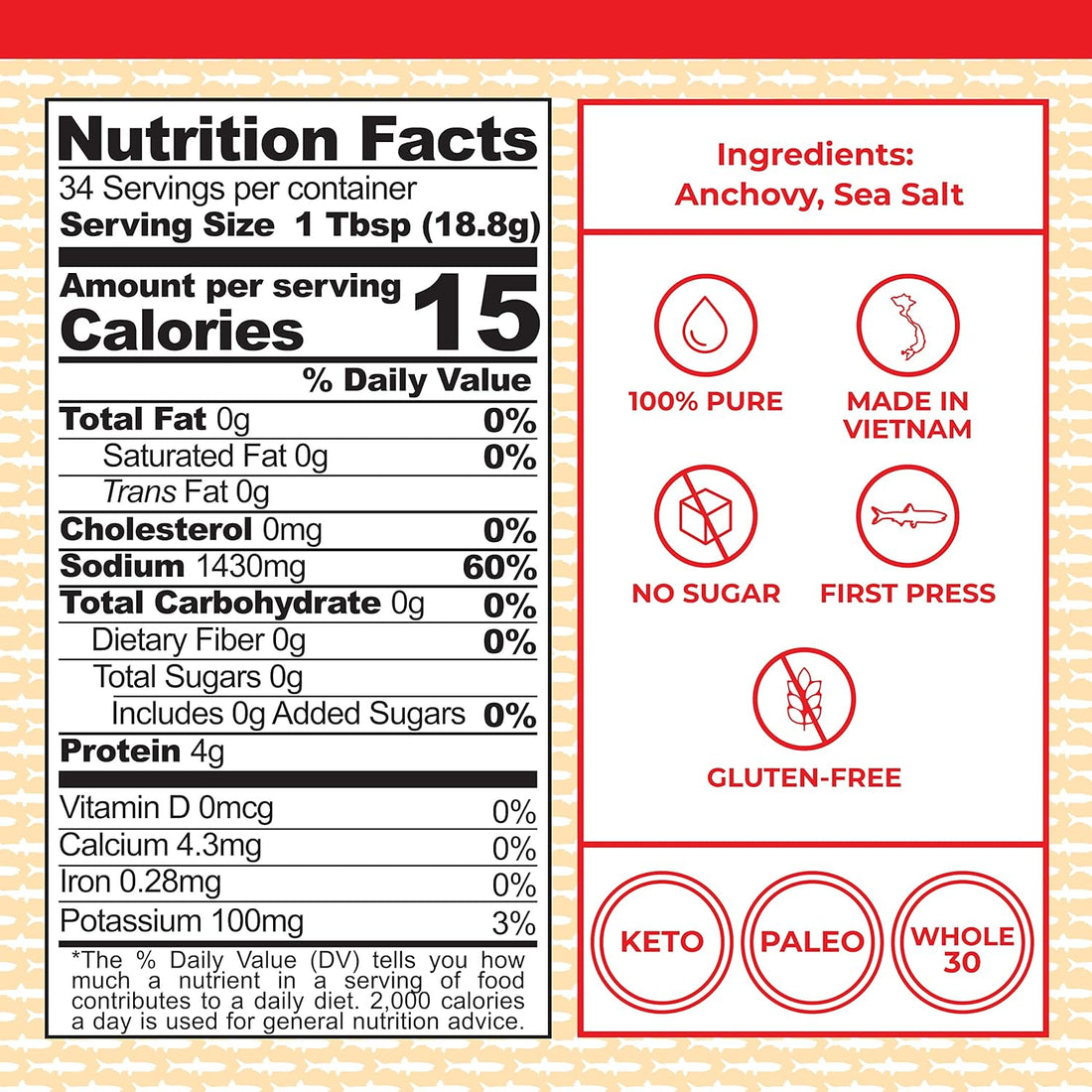 Red Boat Fish Sauce | Premium 40°N Fish Sauce made with just 2 ingredients in Vietnam | Keto, Paleo & Whole 30 | Gluten and Sugar free | 17 fl oz