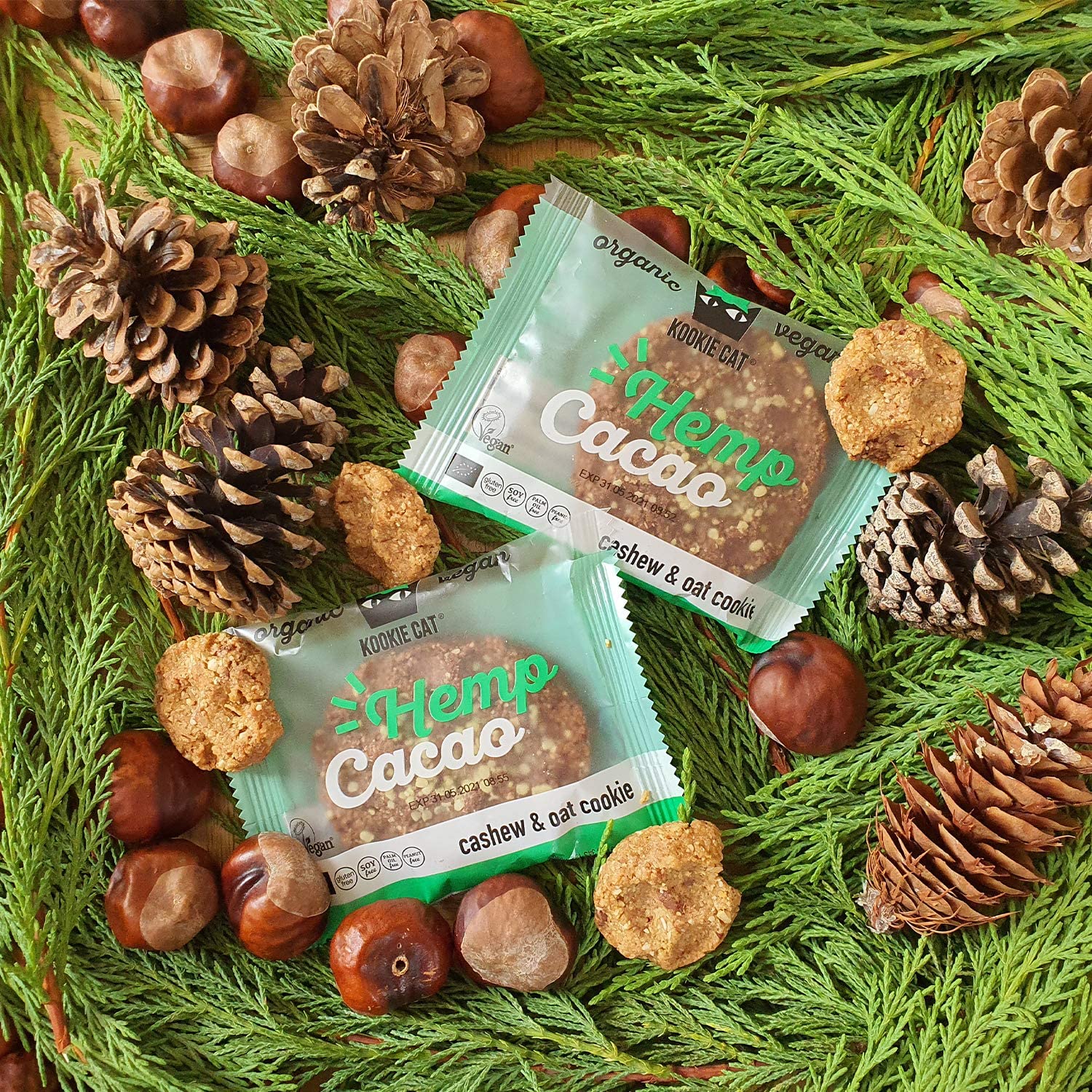 Kookie Cat Vanille Schokochip - Vegane Cookies Einzeln Verpackt, Glutenfrei, Sojafrei, Bio, Cashew & Hafer - 12 X 50g Multipack