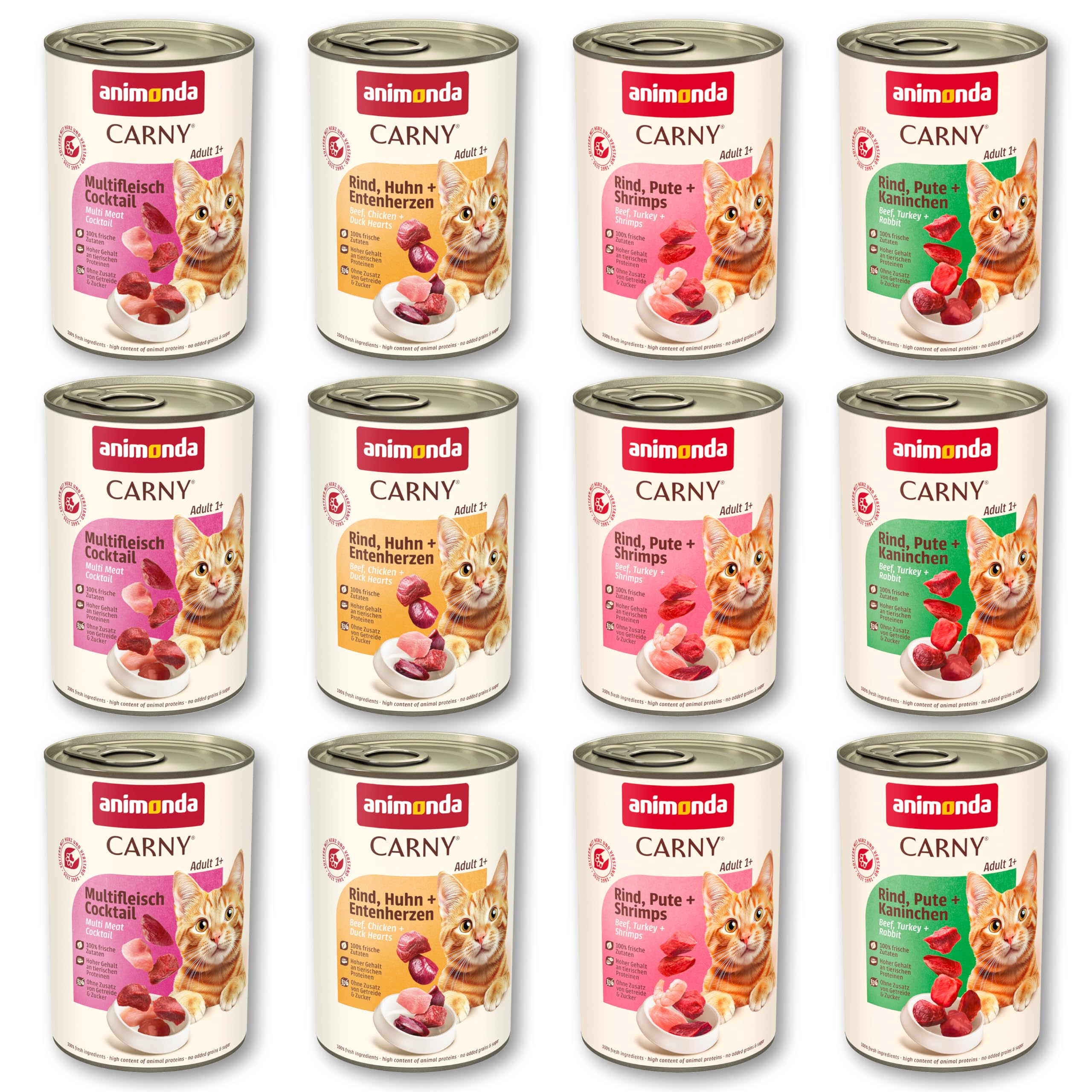 animonda Carny Adult Huhn + Lachs (6 x 400 g), Katzennassfutter für ausgewachsene Katzen, Nassfutter mit 100 % frischen, fleischlichen Zutaten, Katzenfutter ohne Getreide und Zucker