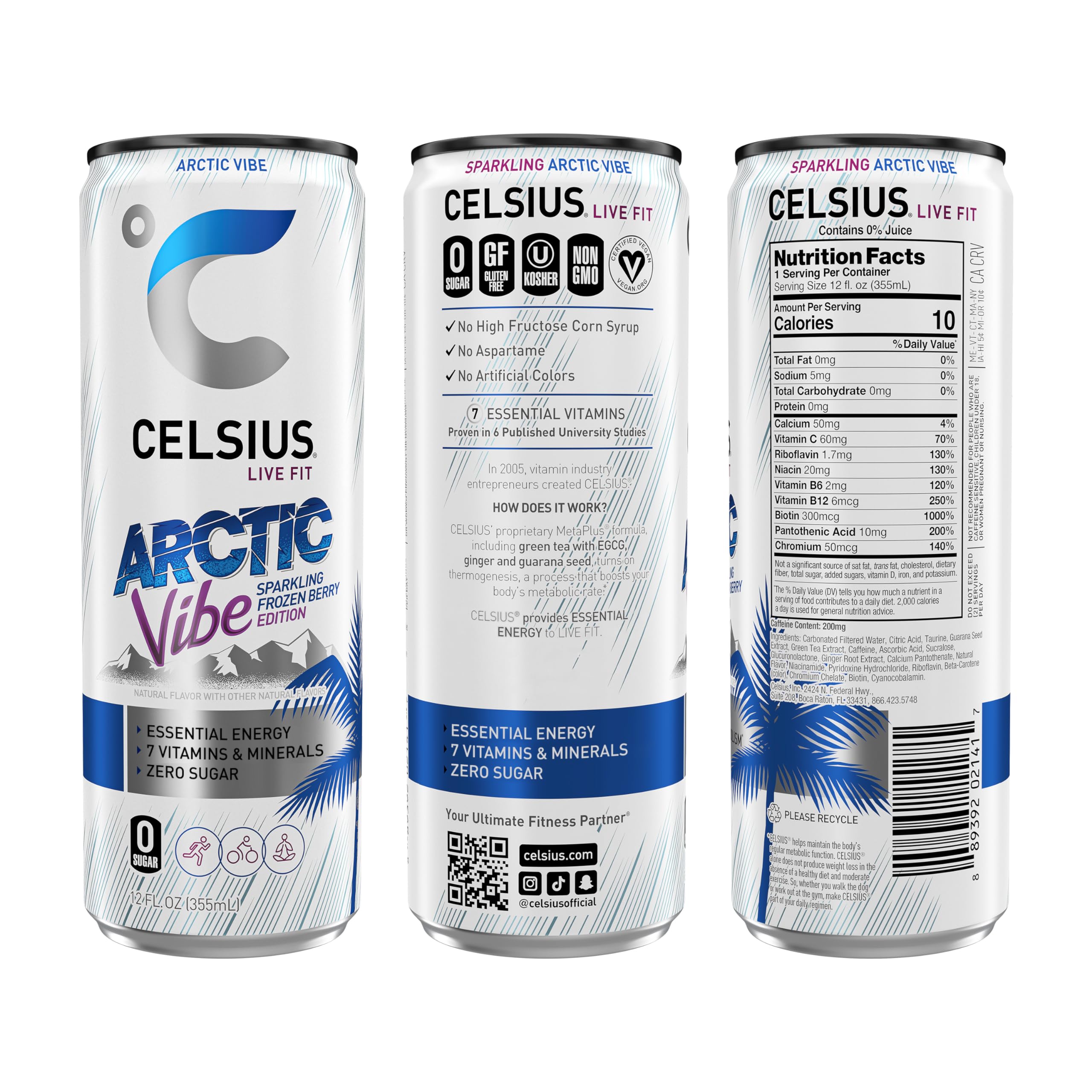 CELSIUS ASTRO VIBE Sparkling Blue Razz, Sugar Free Energy Drink, 12 Fl Oz (Pack of 12)