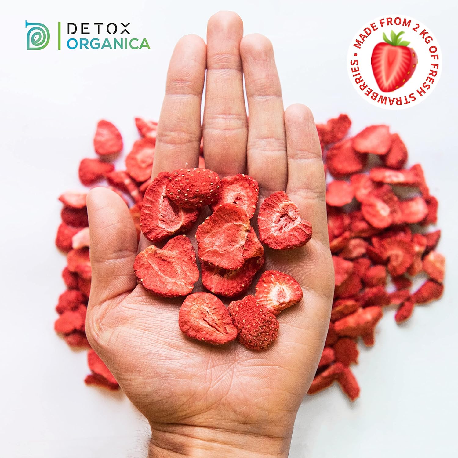 Detox Organica GEFRIERGETROCKNETE ERDBEEREN, 300g Früchte in Scheiben, 100% Trockenfrüchte natürlich und ohne Zusatz von Zucker oder Zusatzstoffen, Erdbeerchips freeze dried strawberries (300g)
