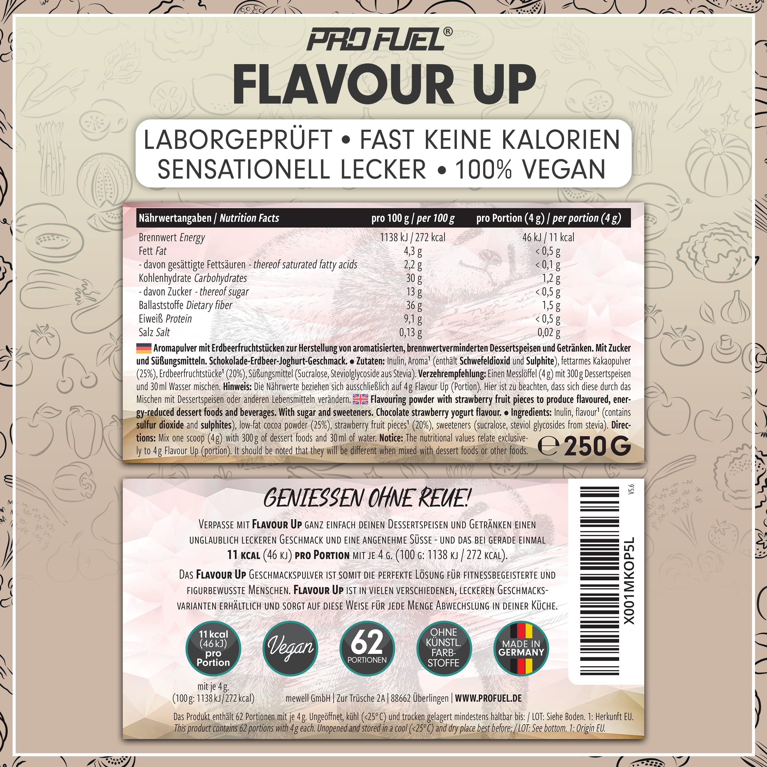 Geschmackspulver MIX PACK mit 8x30g Proben, 8 unglaublich leckere Flavours, nur 8-14 kcal pro Portion, Aroma & angenehme Süße, vielseitig einsetzbar für Lebensmittel & Getränke, FLAVOUR UP