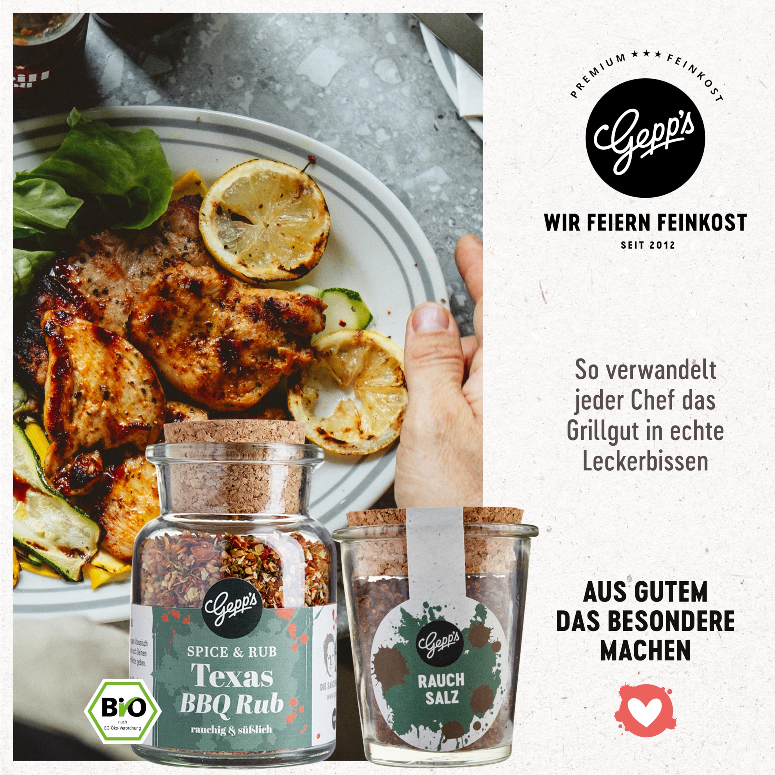 Gepp’s Feinkost Herrenhandtasche I Lustiges Männergeschenk gefüllt mit Delikatessen wie Knoblauch-Chili-Sauce, Edelkräuter-Olivenöl, Texas BBQ Rub I Geschenkidee für Männer