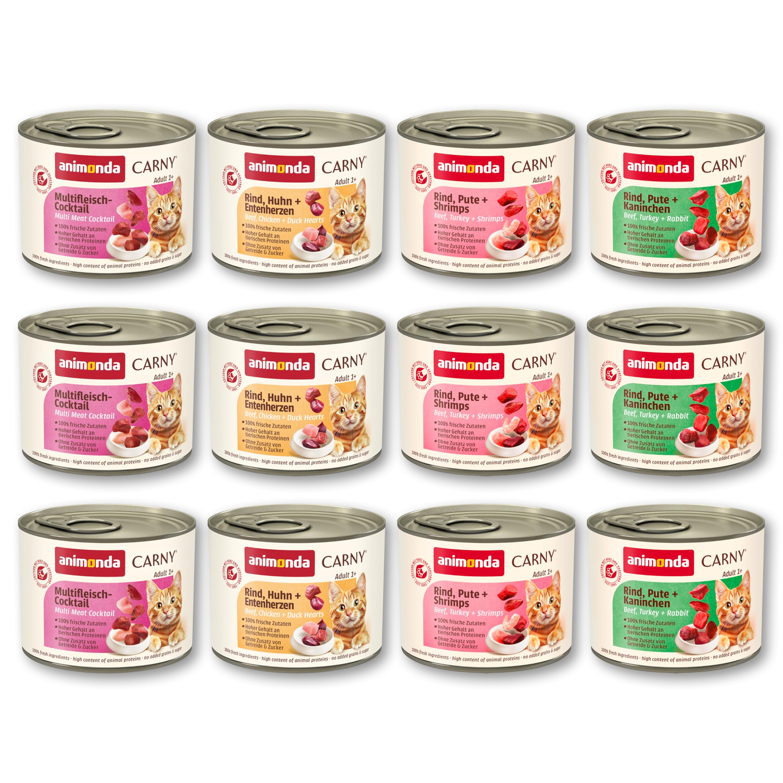 animonda Carny Adult Huhn + Lachs (6 x 400 g), Katzennassfutter für ausgewachsene Katzen, Nassfutter mit 100 % frischen, fleischlichen Zutaten, Katzenfutter ohne Getreide und Zucker