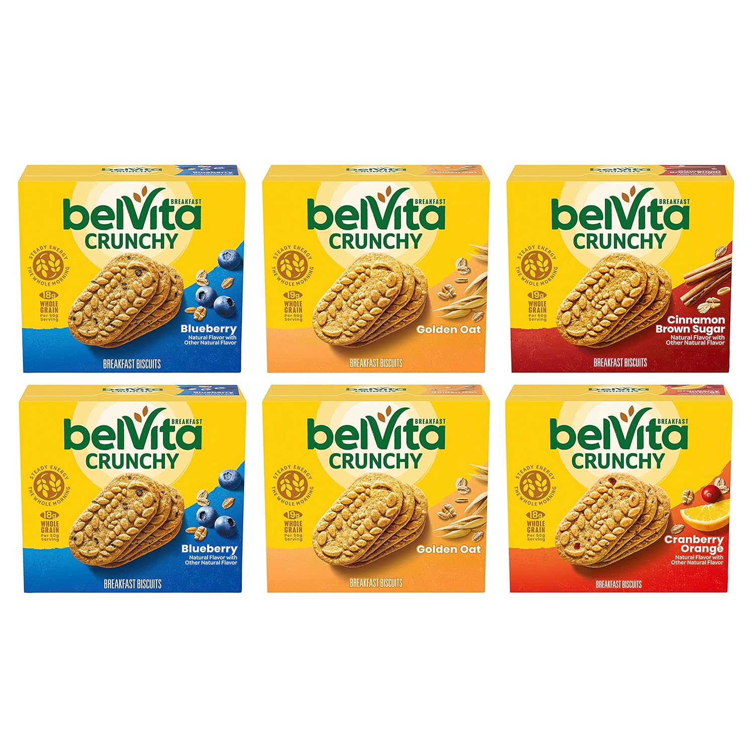 belVita Breakfast Biscuits, Cranberry Orange, 30 Total Packs, 6 Boxes (4 Biscuits Per Pack)