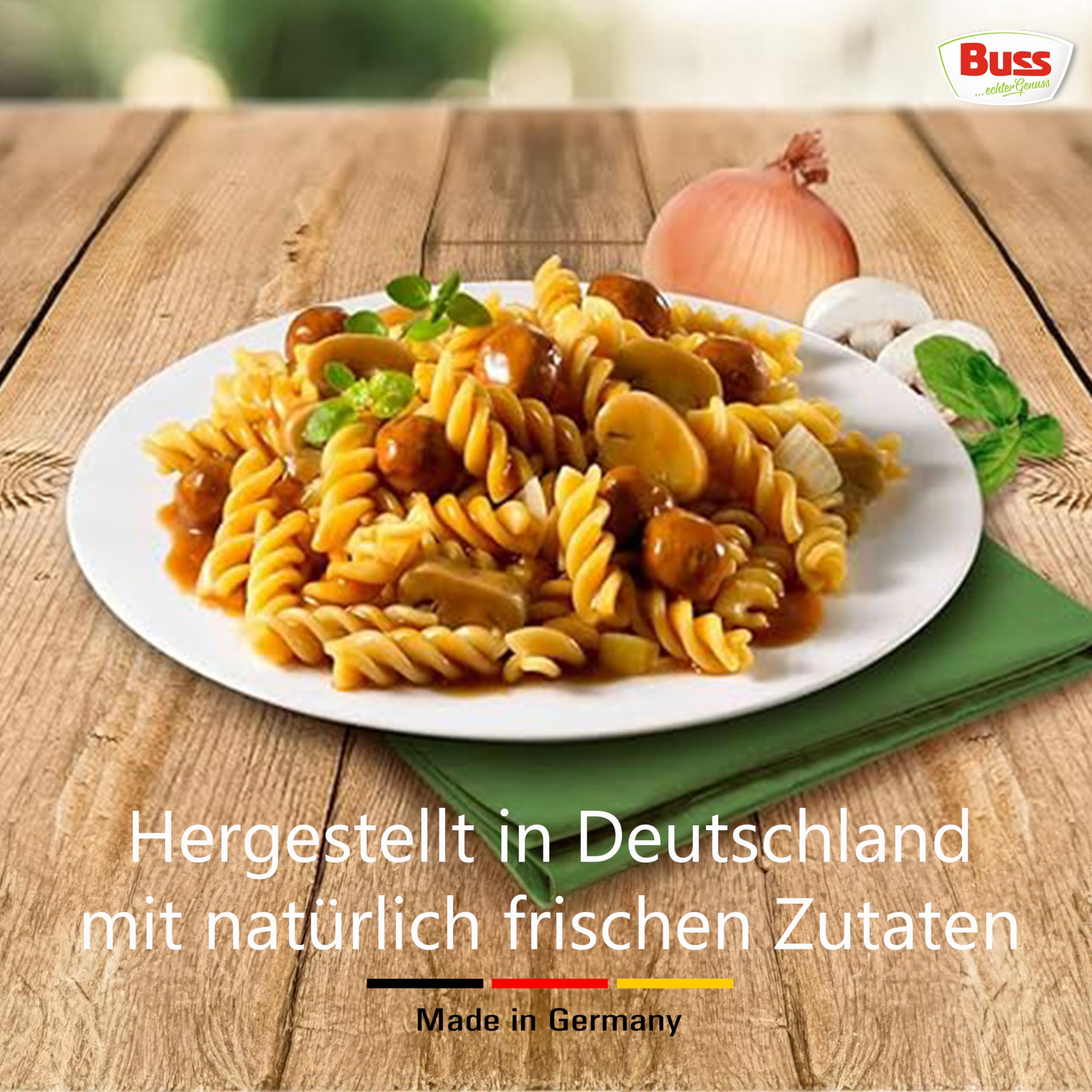 Buss Freizeitmacher Traditioneller Grünkohl Eintopf mit Kartoffeln und Mettenden - Fertiggerichte zum Aufwärmen in Mikrowelle & Topf - Schnell & Einfach Zubereitet - 12 x 300g
