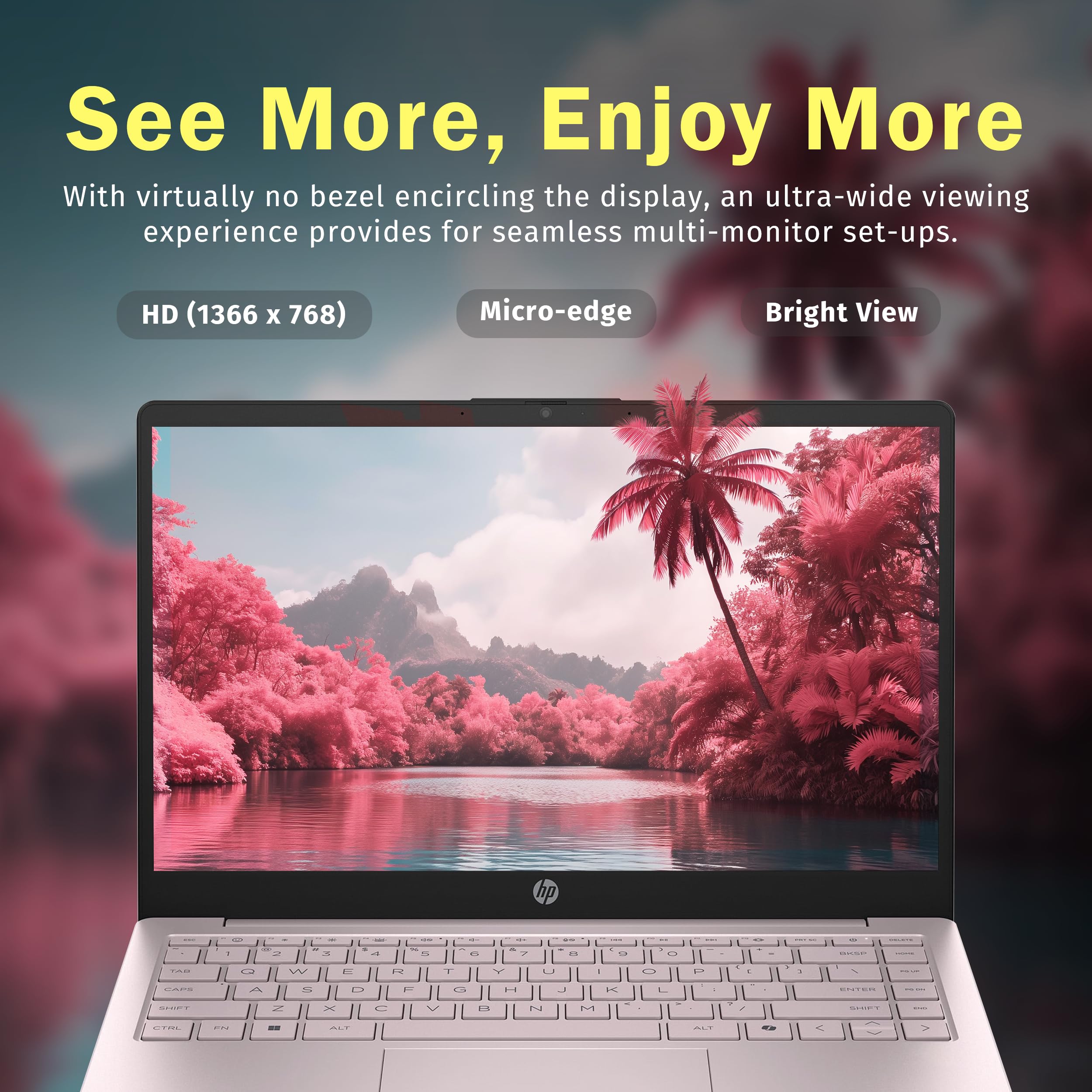 HP Stream 14" HD BrightView Laptop, Intel Celeron N4120, 16GB RAM, 288GB Storage (128GB UFS + 160GB Docking Station Set), Intel UHD Graphics, 720p Webcam, Wi-Fi, 1 Year Office 365, Win 11S, Silver